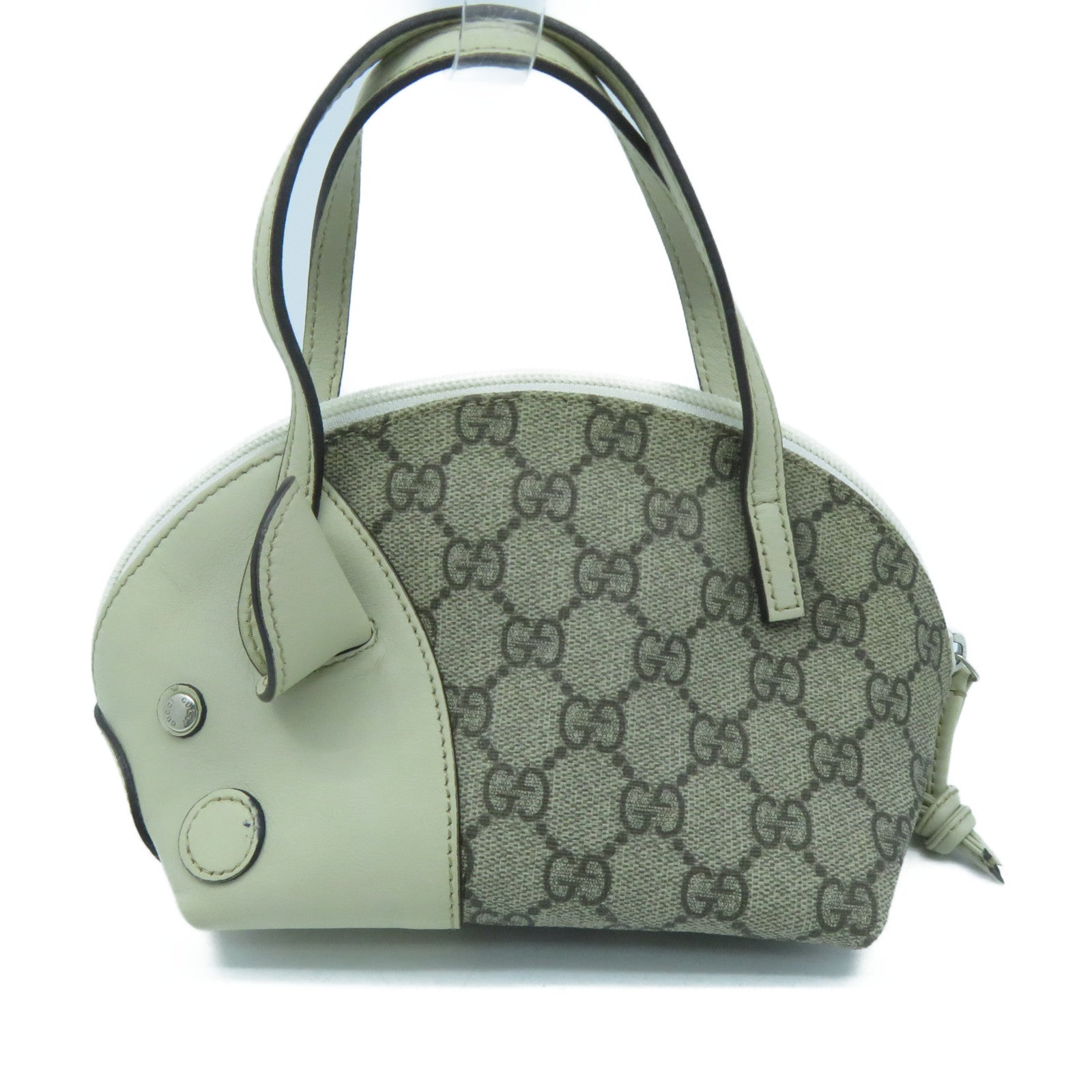 GUCCI 【激減優惠】塗層帆布Boston Bag銀扣手挽袋白色