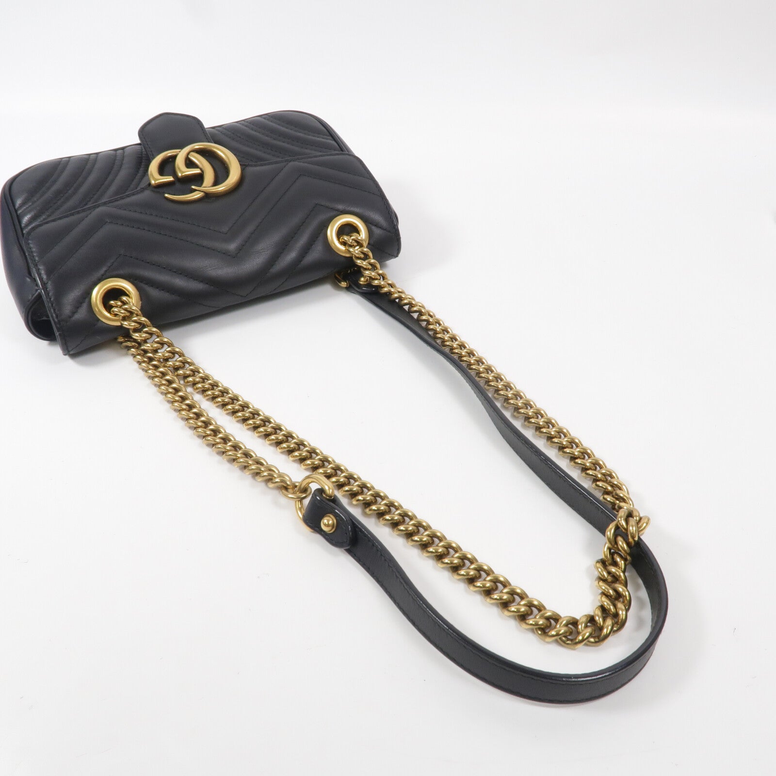 GUCCI 牛皮皮革GG Marmont鏈帶肩背袋