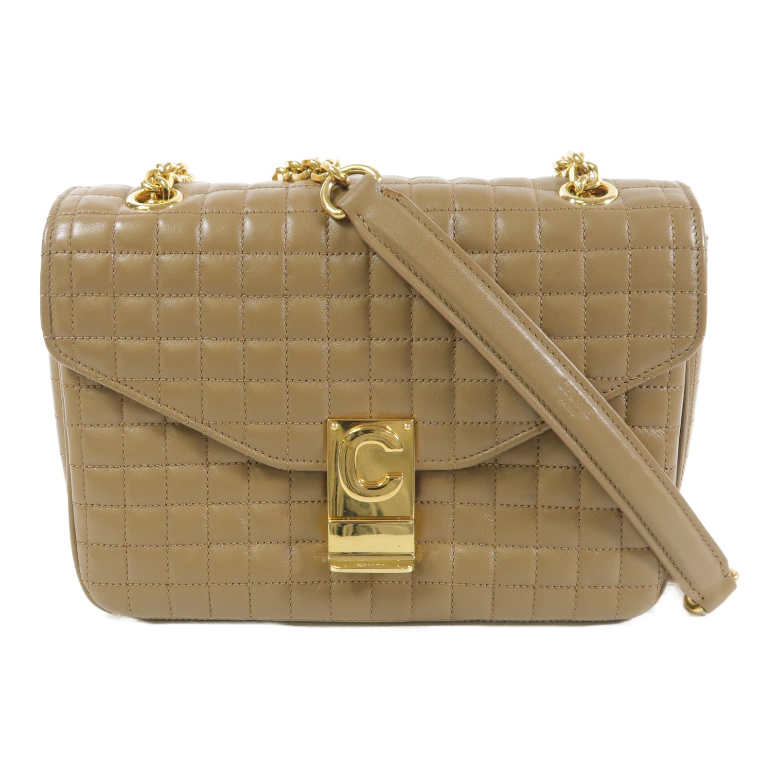 CELINE 牛皮皮革C Bag金扣鏈帶肩背袋