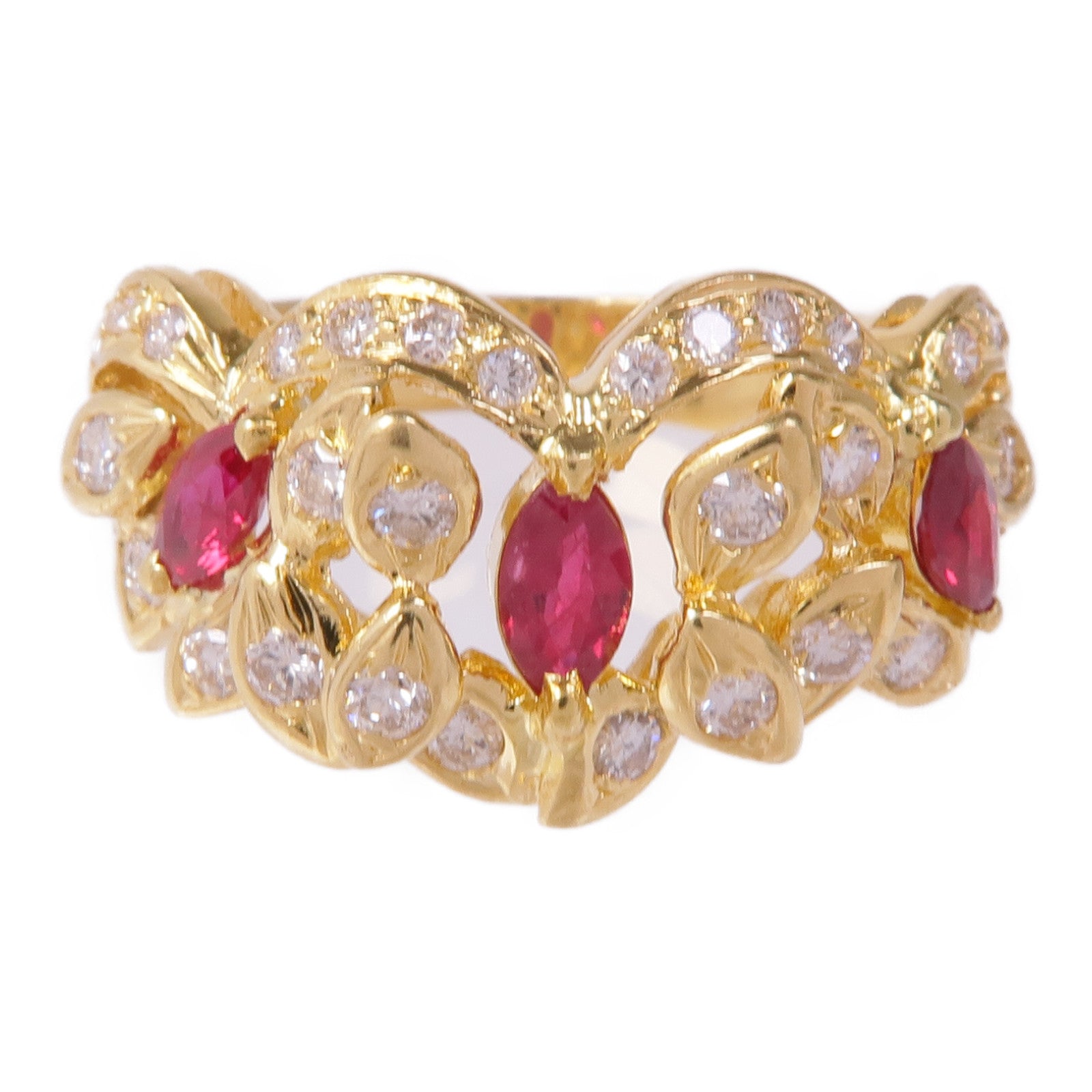 JEWELRY 18K黃金Ruby Diamond Ring紅寶石/鑽石戒指US#7.25