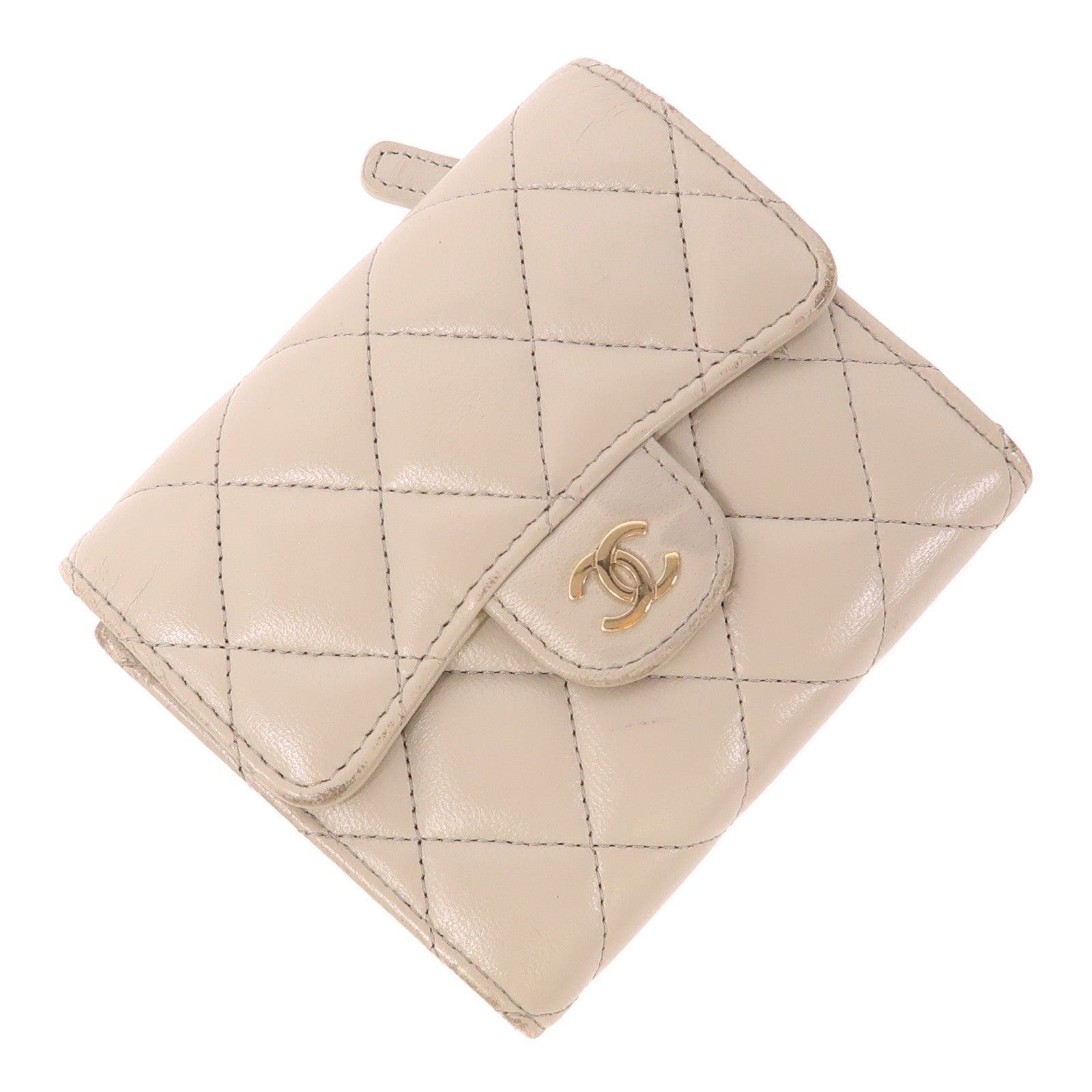 CHANEL 羊皮皮革Wallet金扣錢包