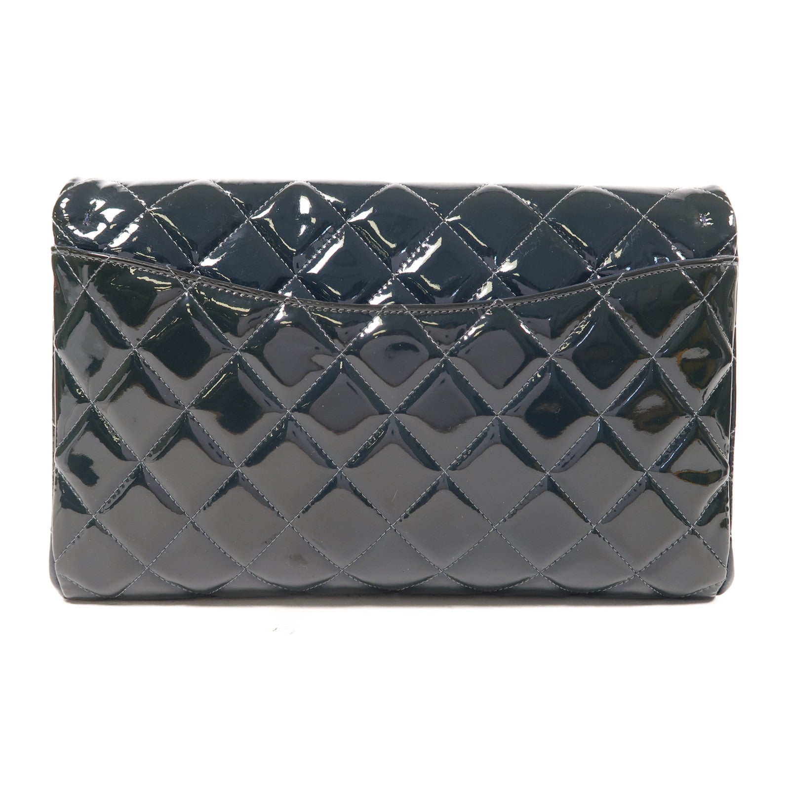 CHANEL 菱格漆皮皮革Chain Shoulder銀扣鏈帶肩背袋綠色