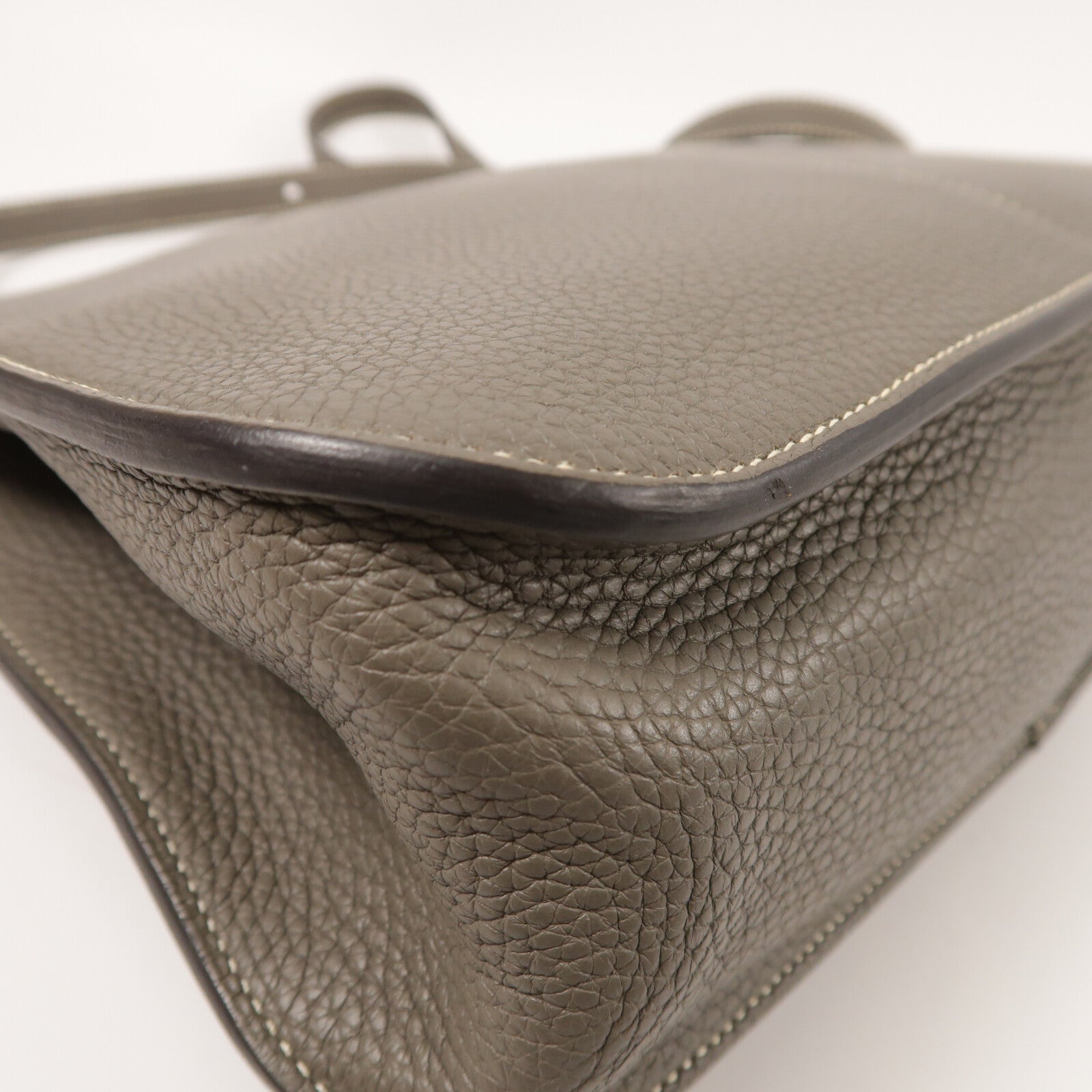 HERMES Clemence皮革Halzan 31金扣手挽肩背兩用袋Etain