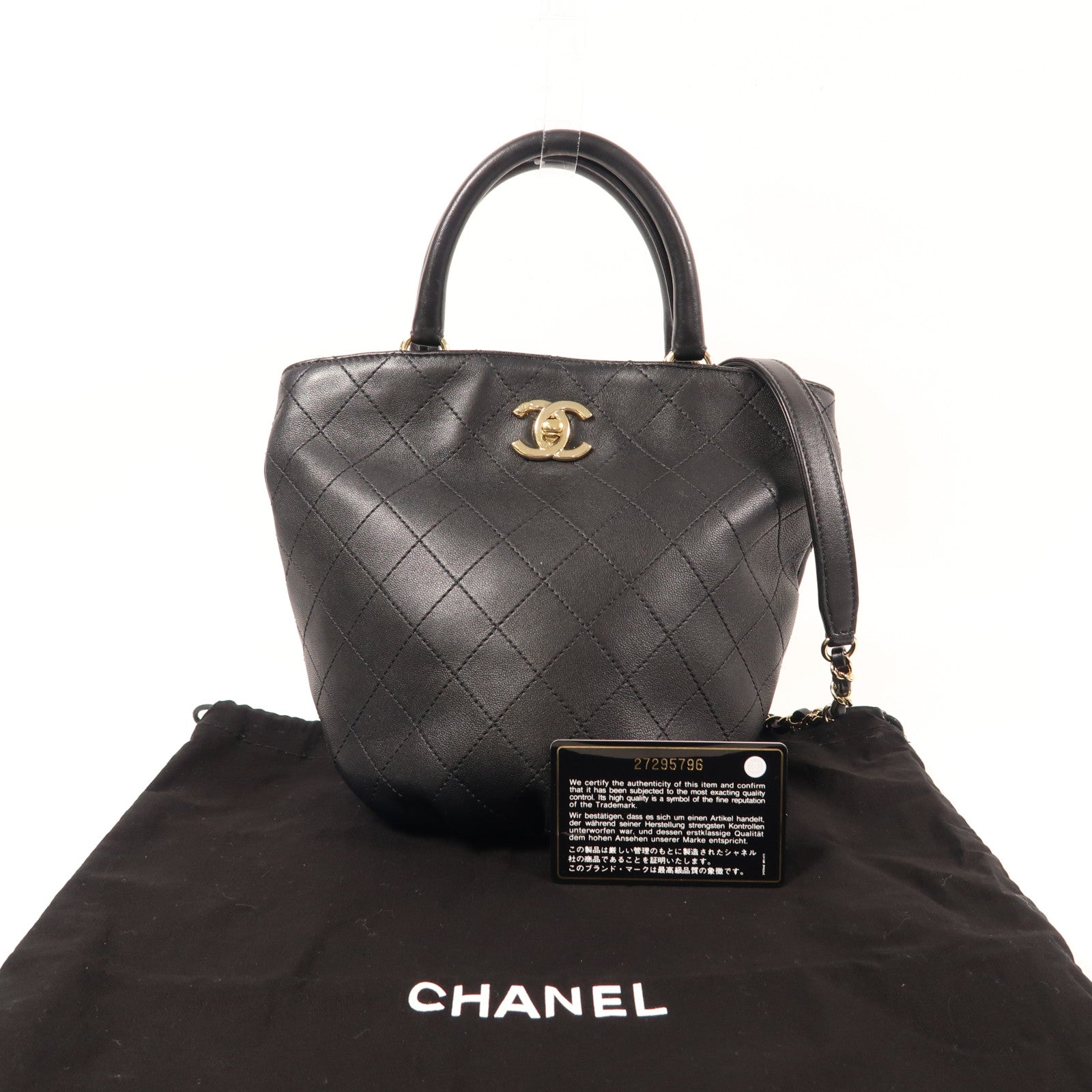 CHANEL 【激減優惠】牛皮皮革2 Way Shoulder金扣手挽肩背兩用袋