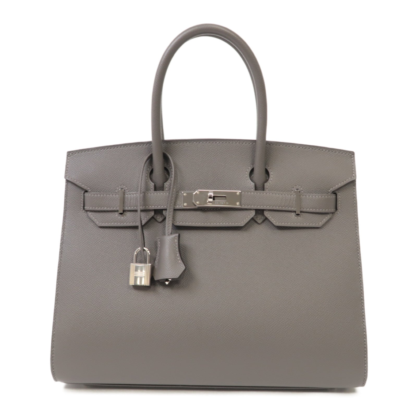 HERMES Epsom皮革Birkin 30銀扣手挽袋積雨雲灰色