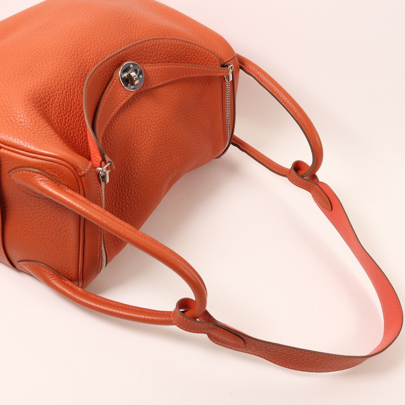 HERMES Togo皮革Lindy 30銀扣手挽肩背兩用袋Capucine