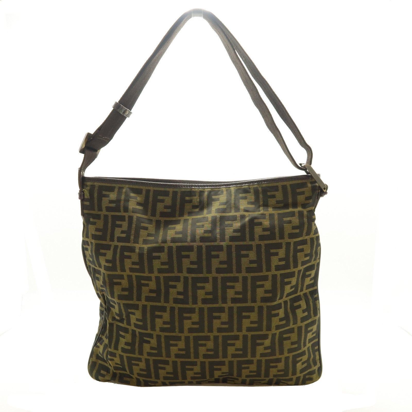 FENDI 帆布Shoulder Bag金扣肩背袋啡色