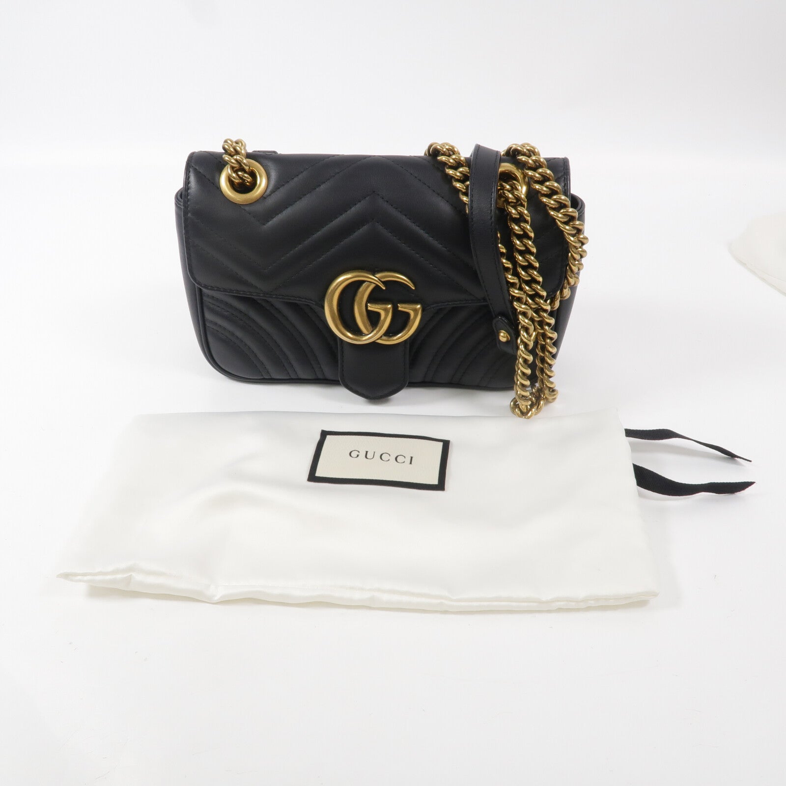 GUCCI 牛皮皮革GG Marmont鏈帶肩背袋