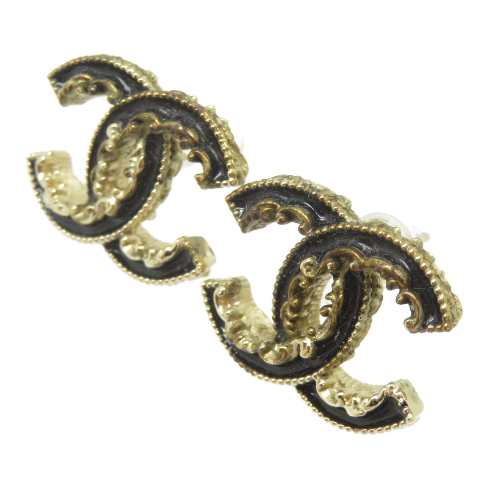 CHANEL 金屬Earrings耳環金色/黑色