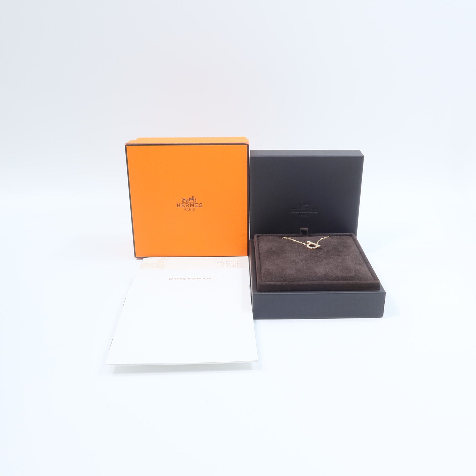 HERMES 18K玫瑰金Finesse Pendant鑽石項鍊