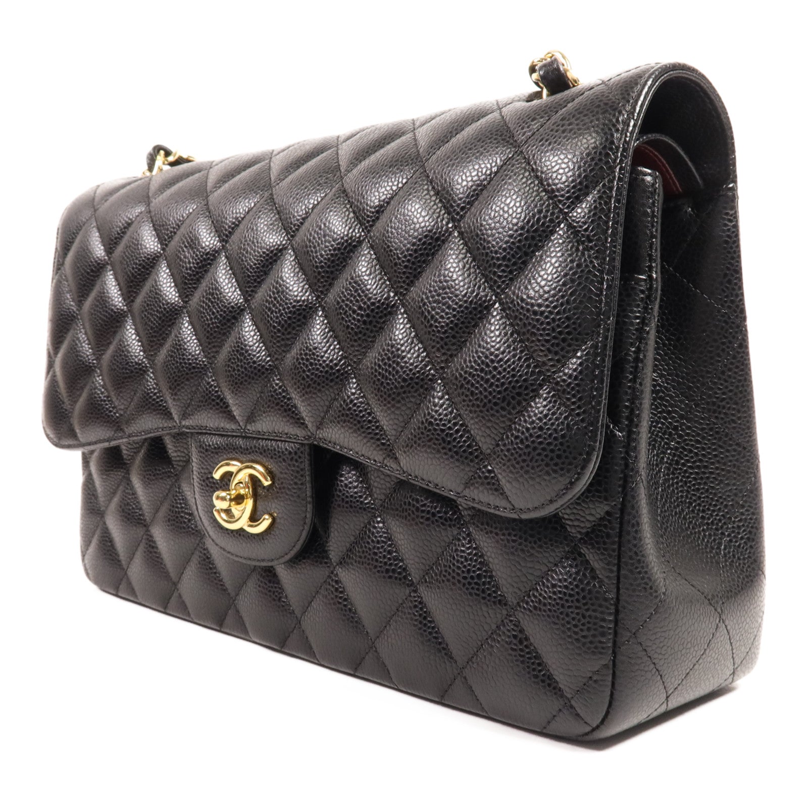 CHANEL 牛皮皮革Large Classic金扣鏈帶肩背袋