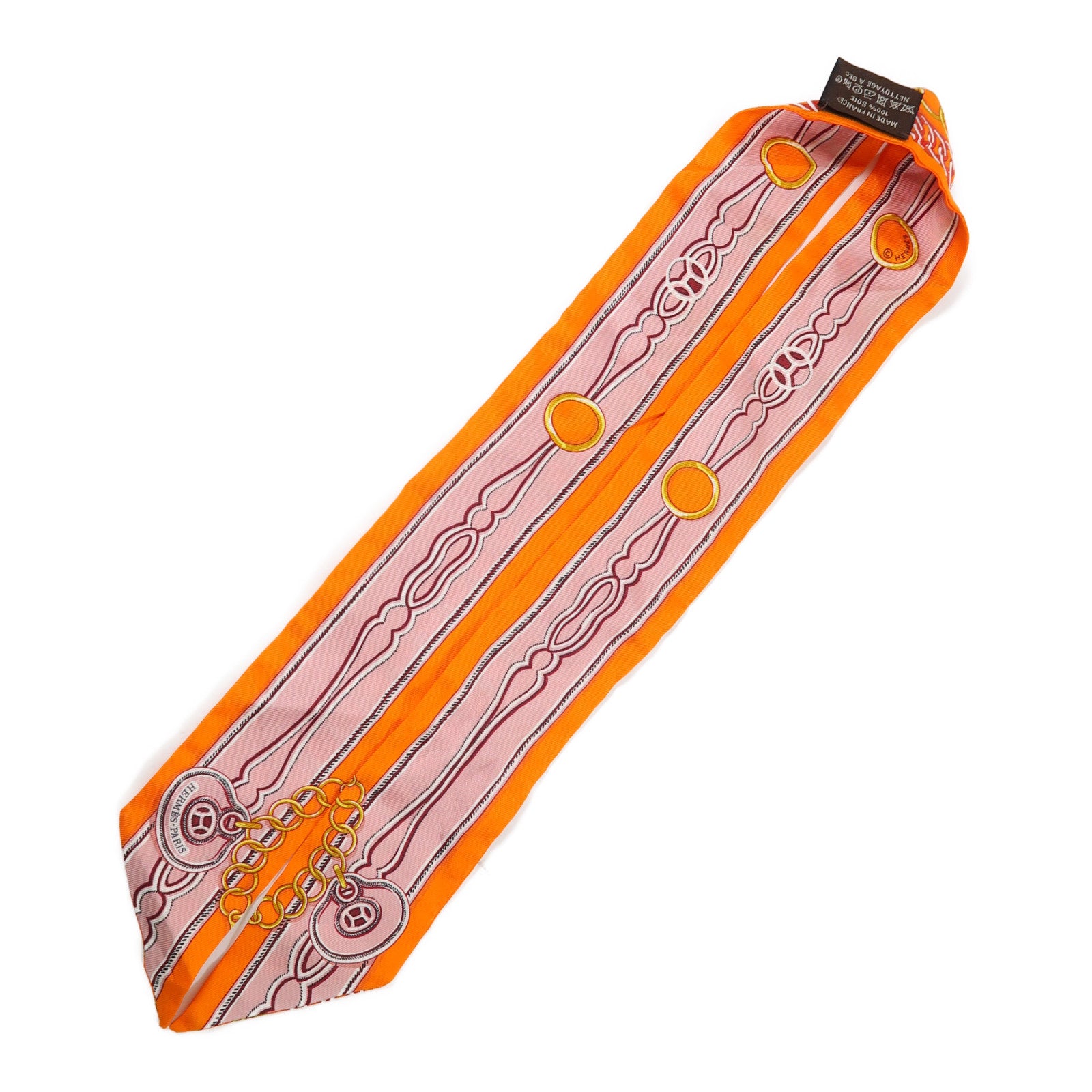 HERMES 【激減優惠】絲質Scarf絲巾橙色/粉紅色/金色