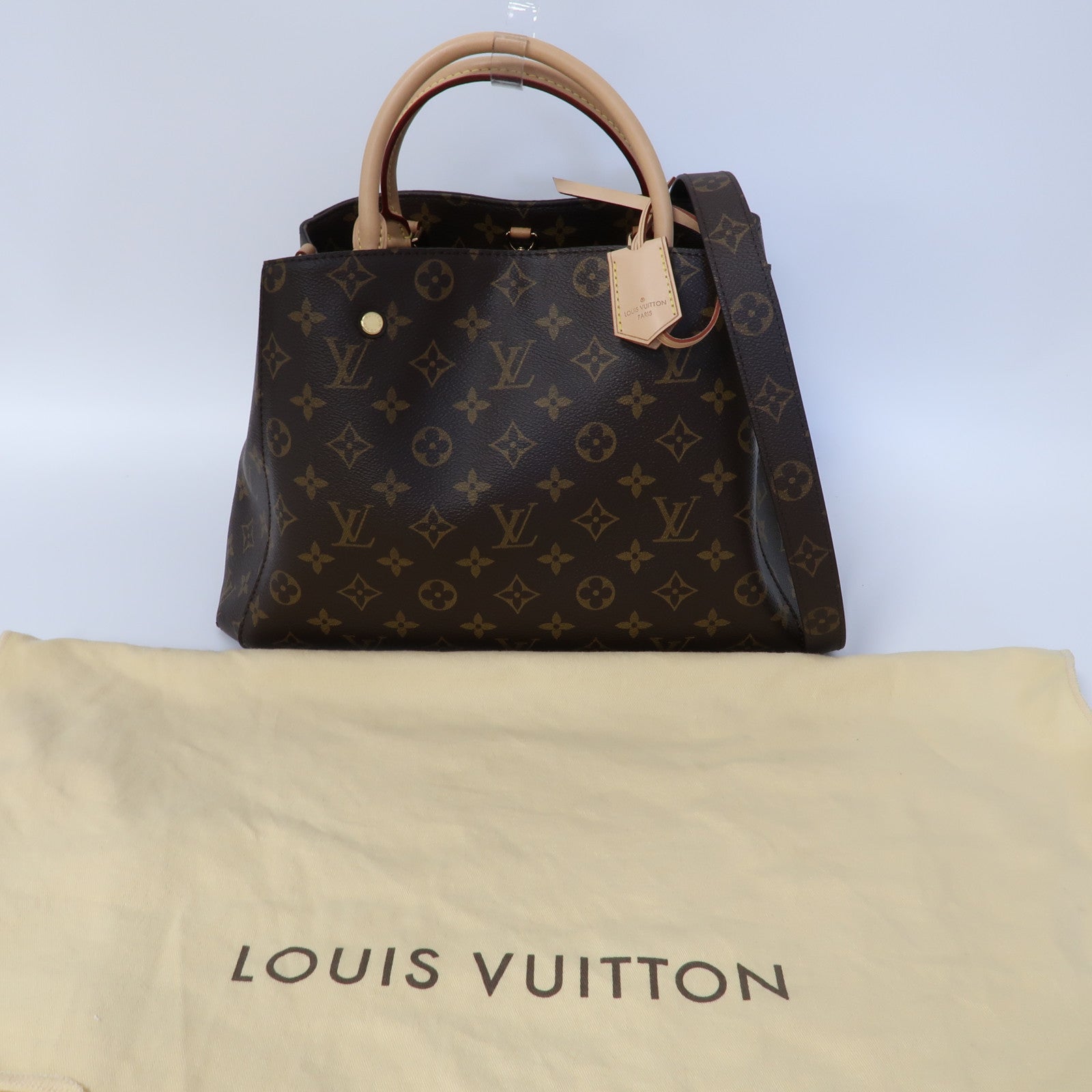 LOUIS VUITTON Monogram Montaigne金扣手挽肩背兩用袋啡色