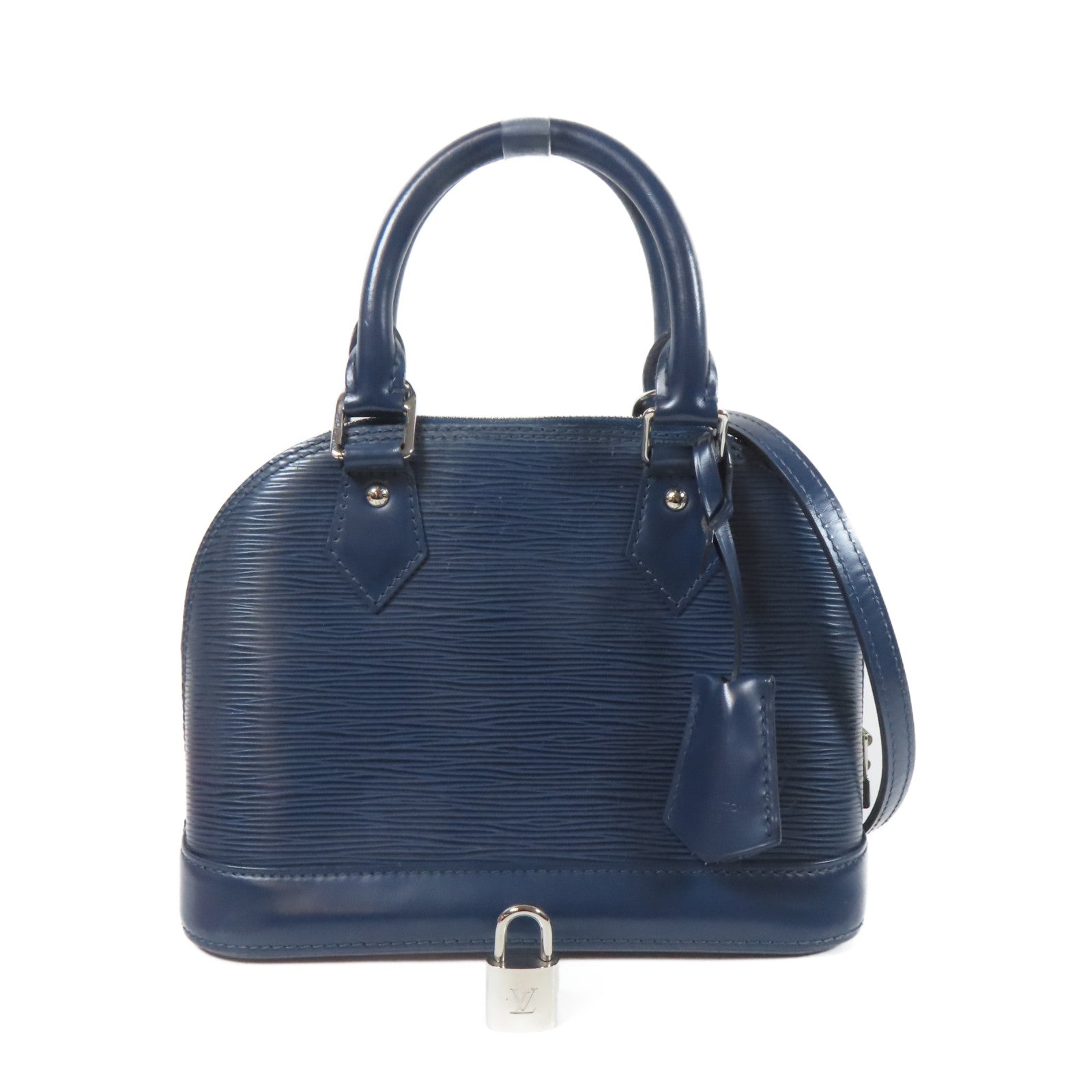 LOUIS VUITTON Epi Alma BB銀扣手挽肩背兩用袋藍色