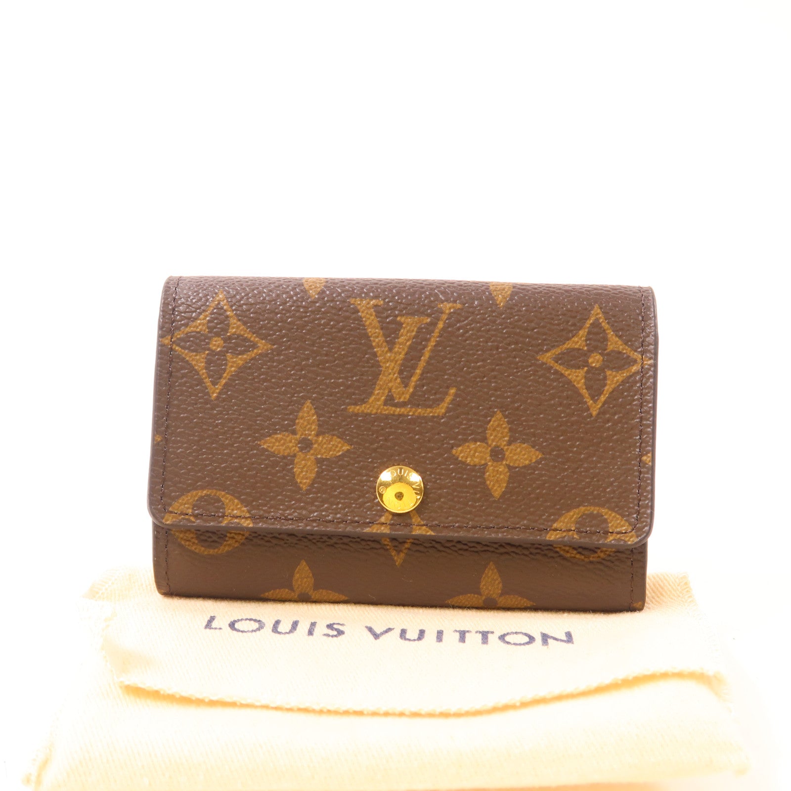 LOUIS VUITTON Monogram 6 Key Holder金扣鎖匙包棕色