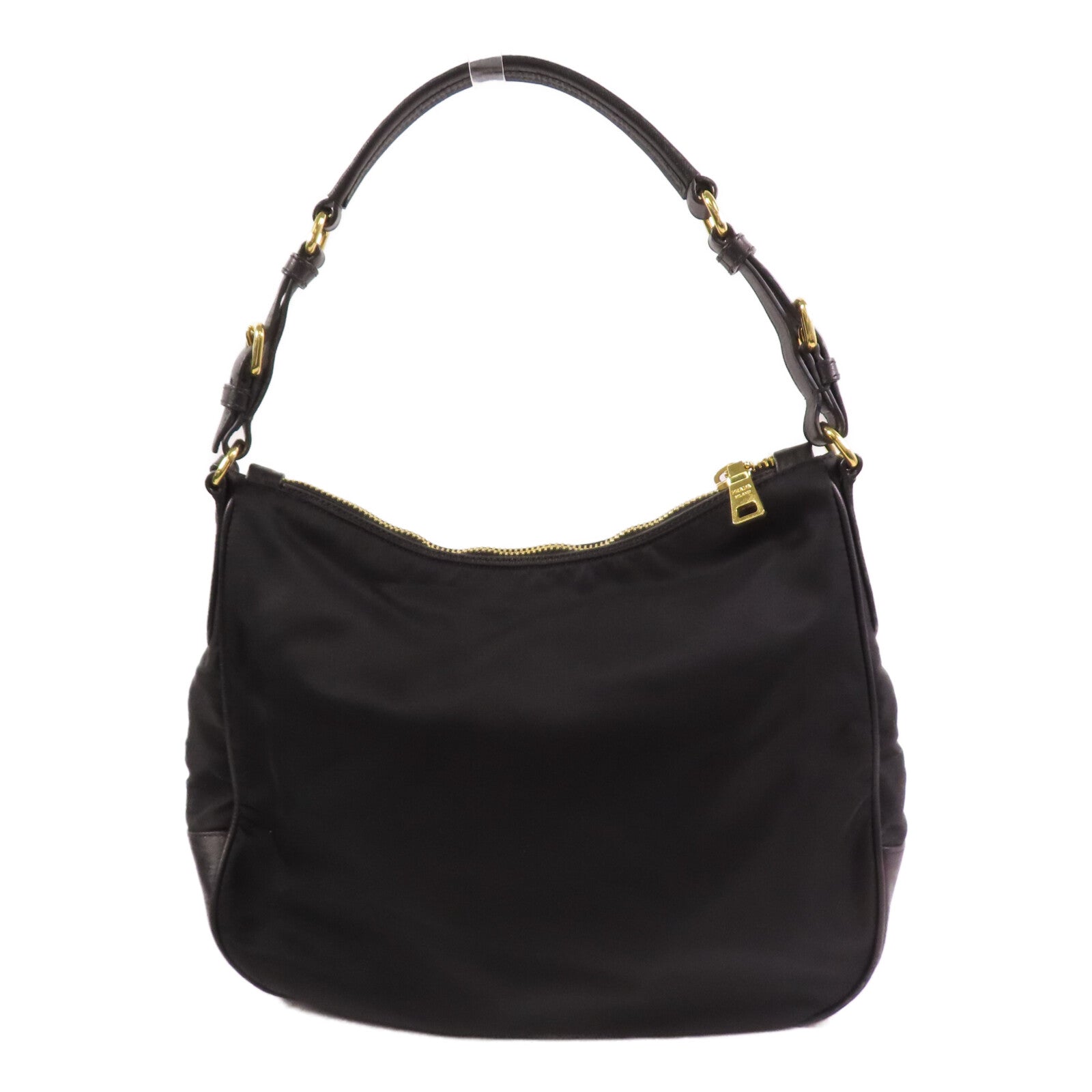 PRADA 尼龍/Saffiano皮革Hobo Bag金扣肩背袋