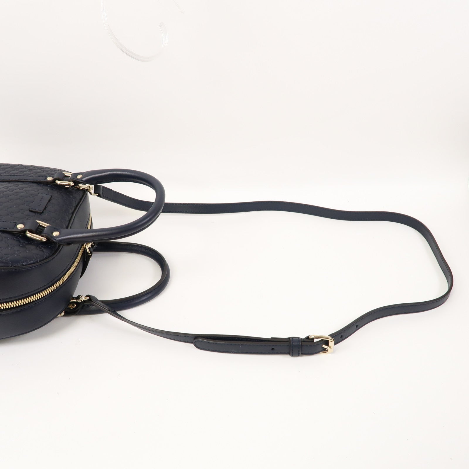 GUCCI 牛皮皮革Guccissima 2 Way Shoulder金扣手挽肩背兩用袋深藍色