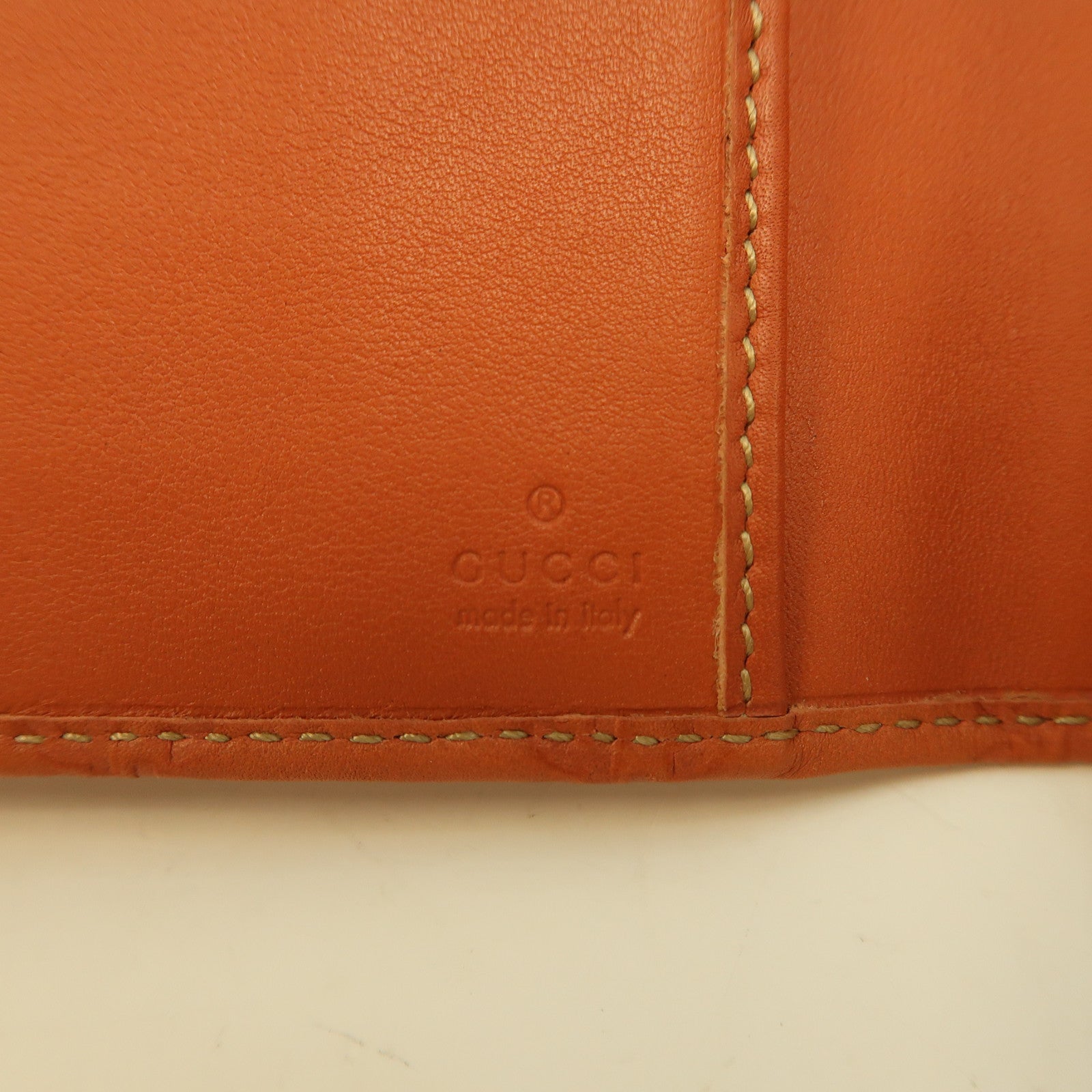 GUCCI 牛皮皮革Long Wallet金扣長錢包橙色