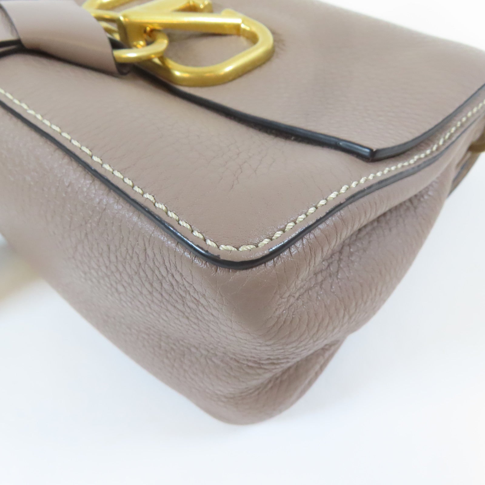 Valentino 牛皮皮革V Ring 2 Way Shoulder Bag金扣手挽肩背兩用袋灰色
