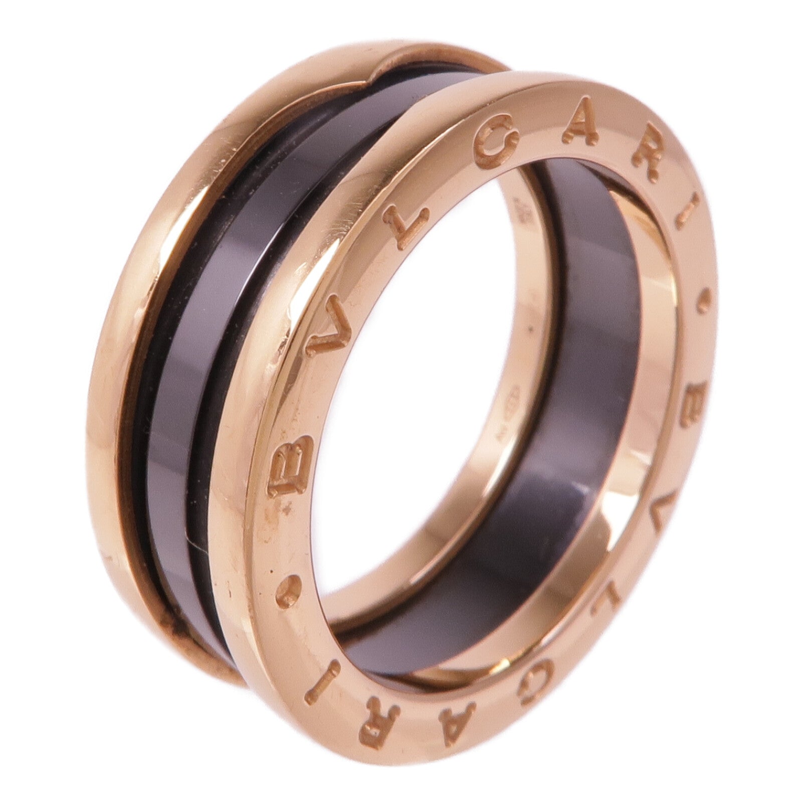 BVLGARI 18K玫瑰金/陶瓷B-zero1 Ring戒指Bvlgari#59/US#8.25