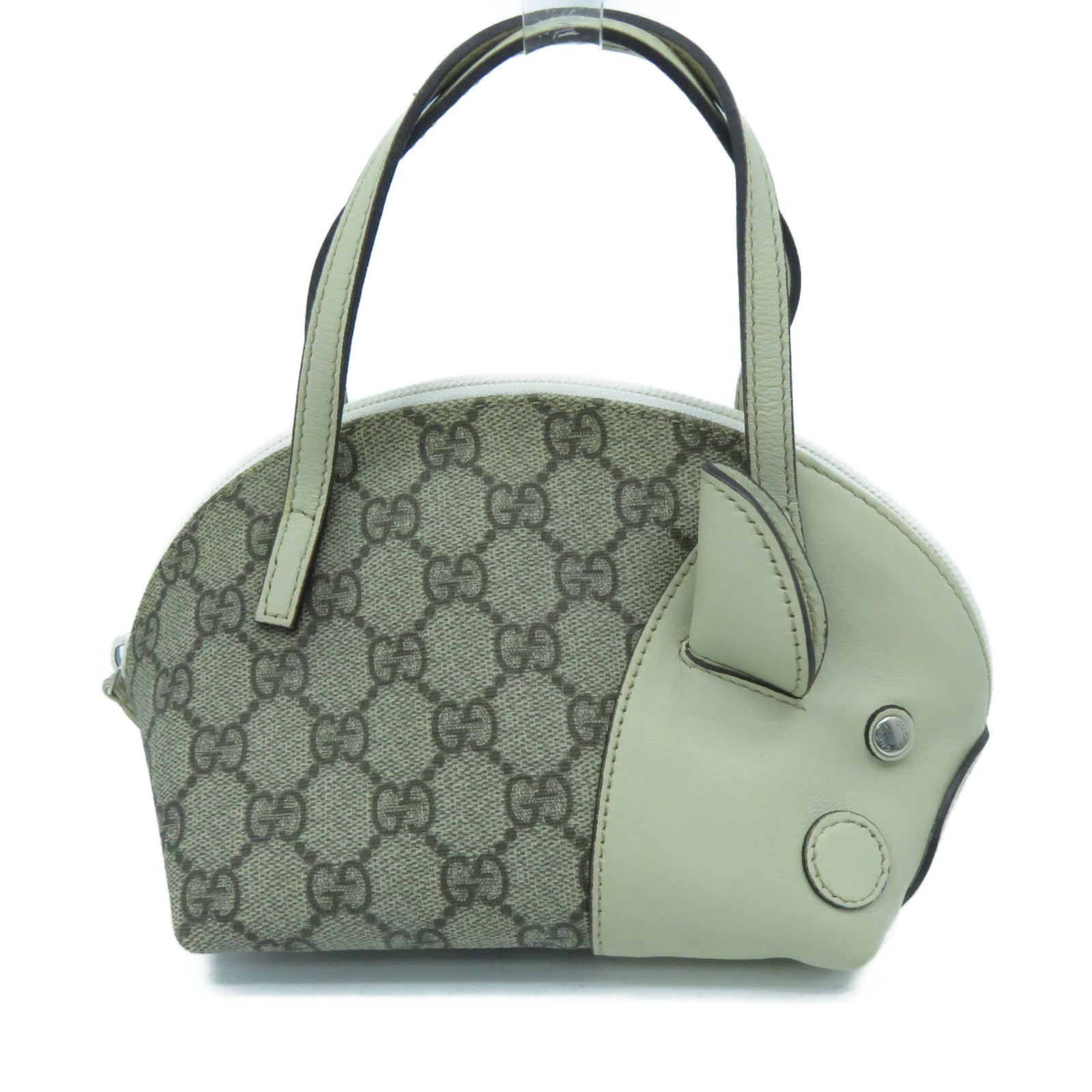 GUCCI 【激減優惠】塗層帆布Boston Bag銀扣手挽袋白色