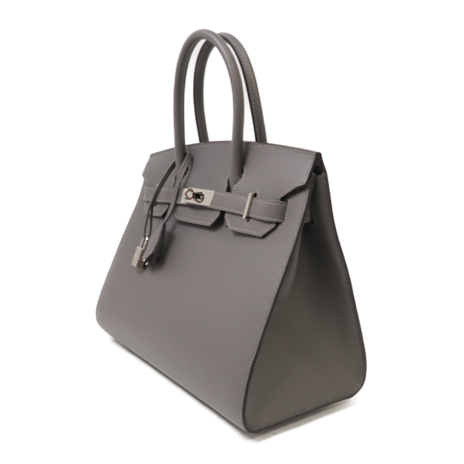 HERMES Epsom皮革Birkin 30銀扣手挽袋積雨雲灰色