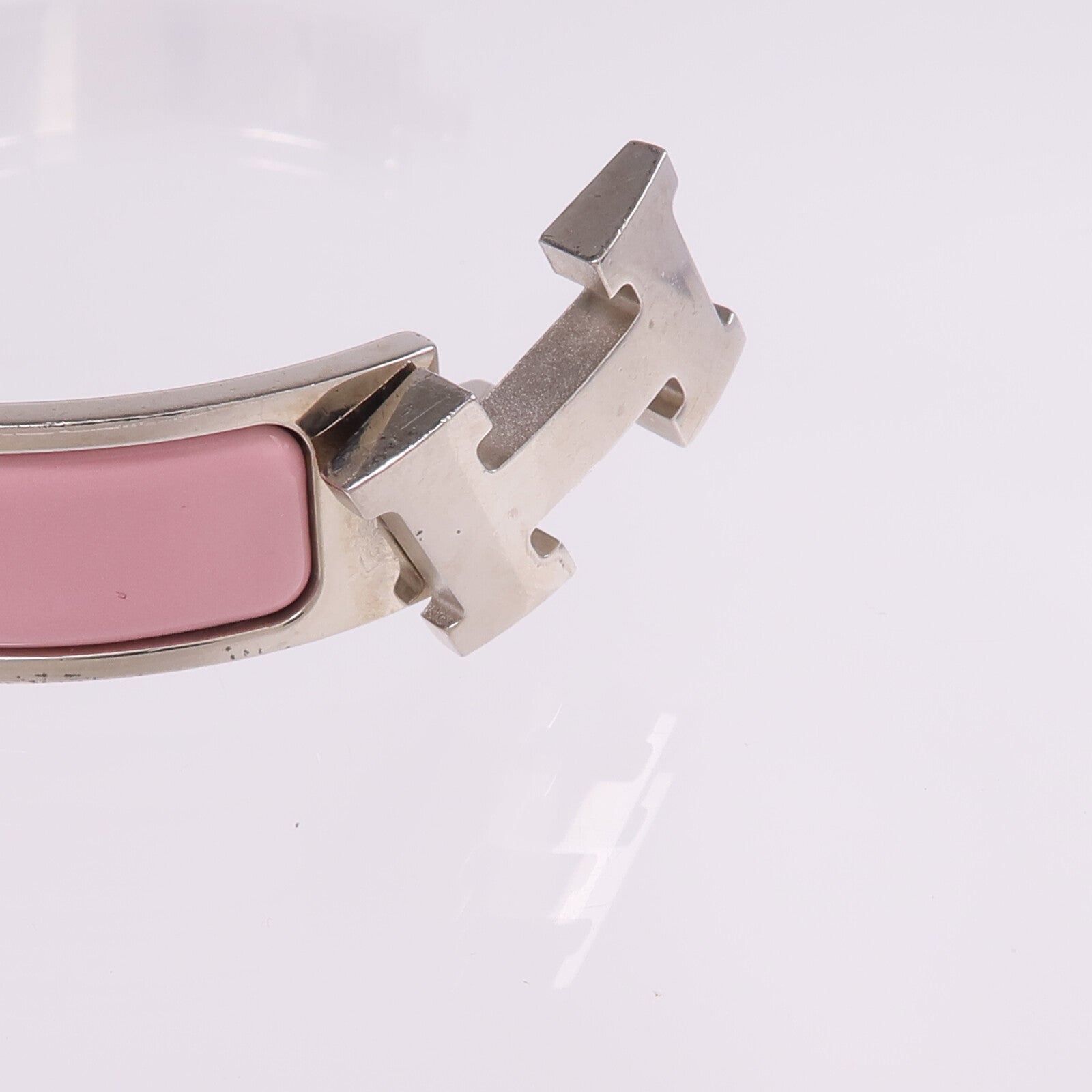 HERMES 金屬/琺瑯Clic H Bracelet銀扣手鐲