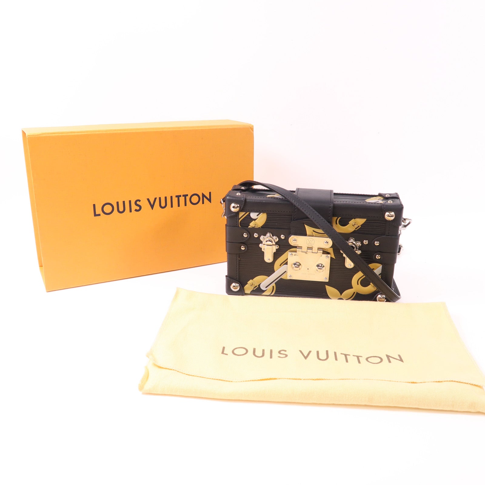 LOUIS VUITTON Epi Chain Flower Petite Malle銀扣肩背袋