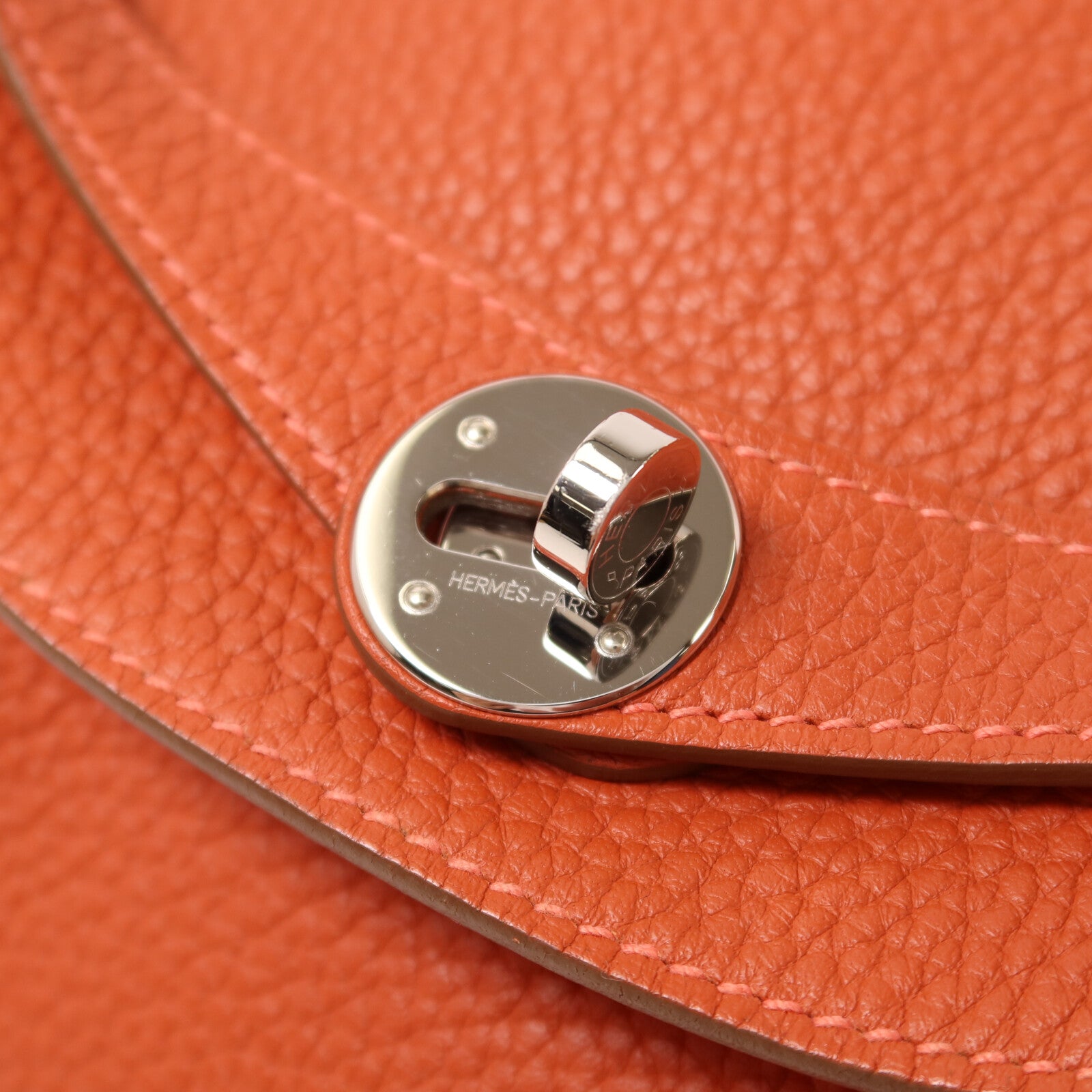 HERMES Togo皮革Lindy 30銀扣手挽肩背兩用袋Capucine