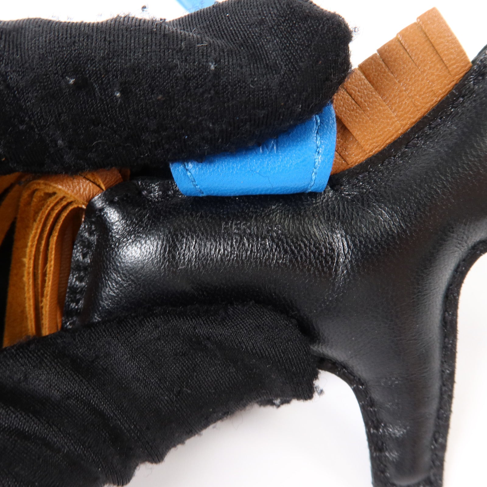 HERMES Milo皮革Rodeo PM掛飾Noir/Gold/Bleu Zanzibar
