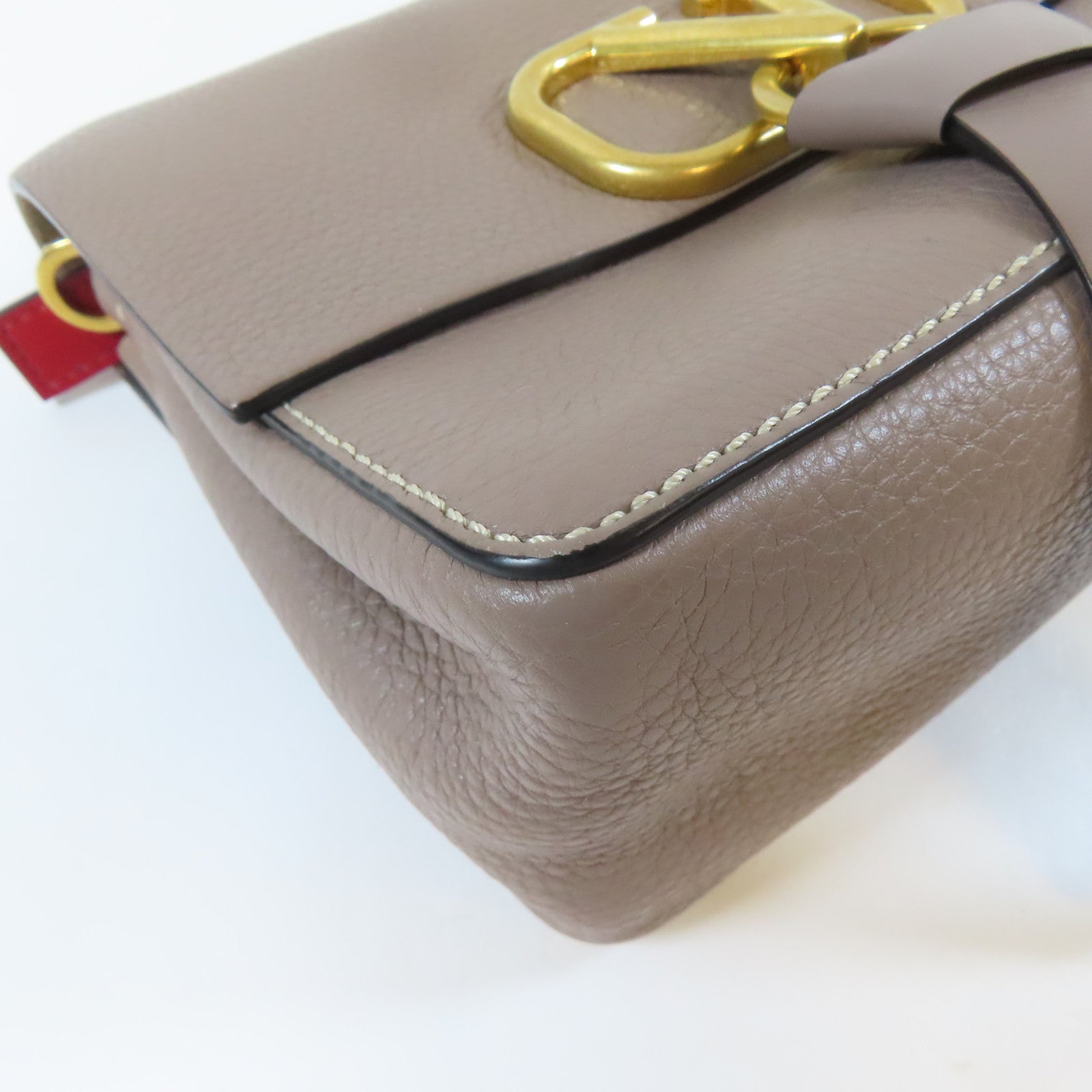 Valentino 牛皮皮革V Ring 2 Way Shoulder Bag金扣手挽肩背兩用袋灰色