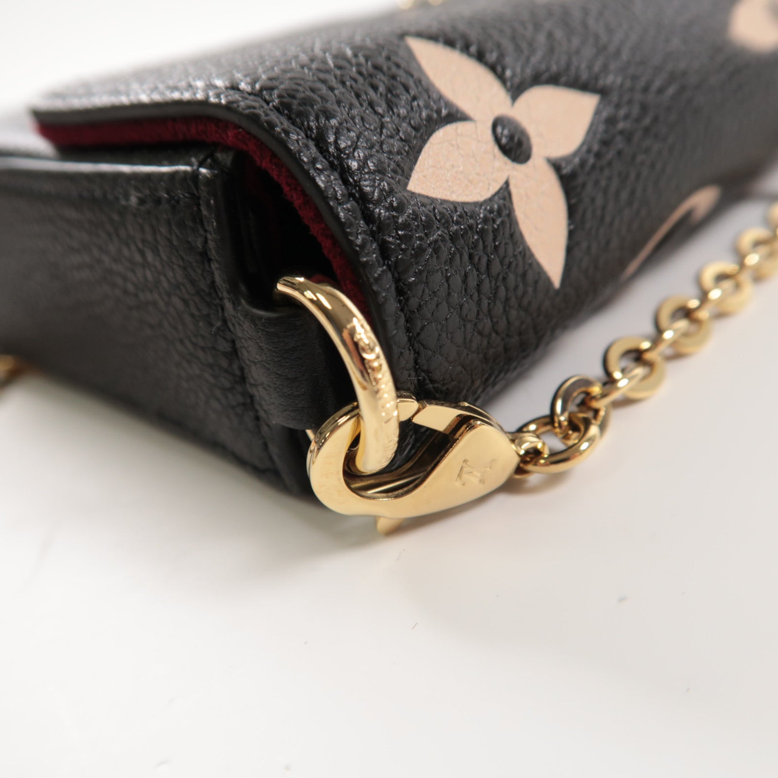 LOUIS VUITTON Monogram Empreinte Felicie Pochette鏈帶肩背袋黑色/米色