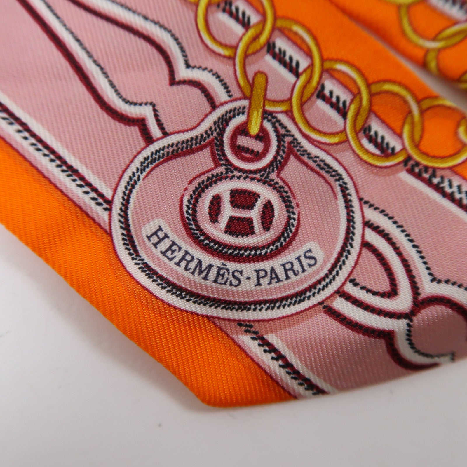 HERMES 【激減優惠】絲質Scarf絲巾橙色/粉紅色/金色