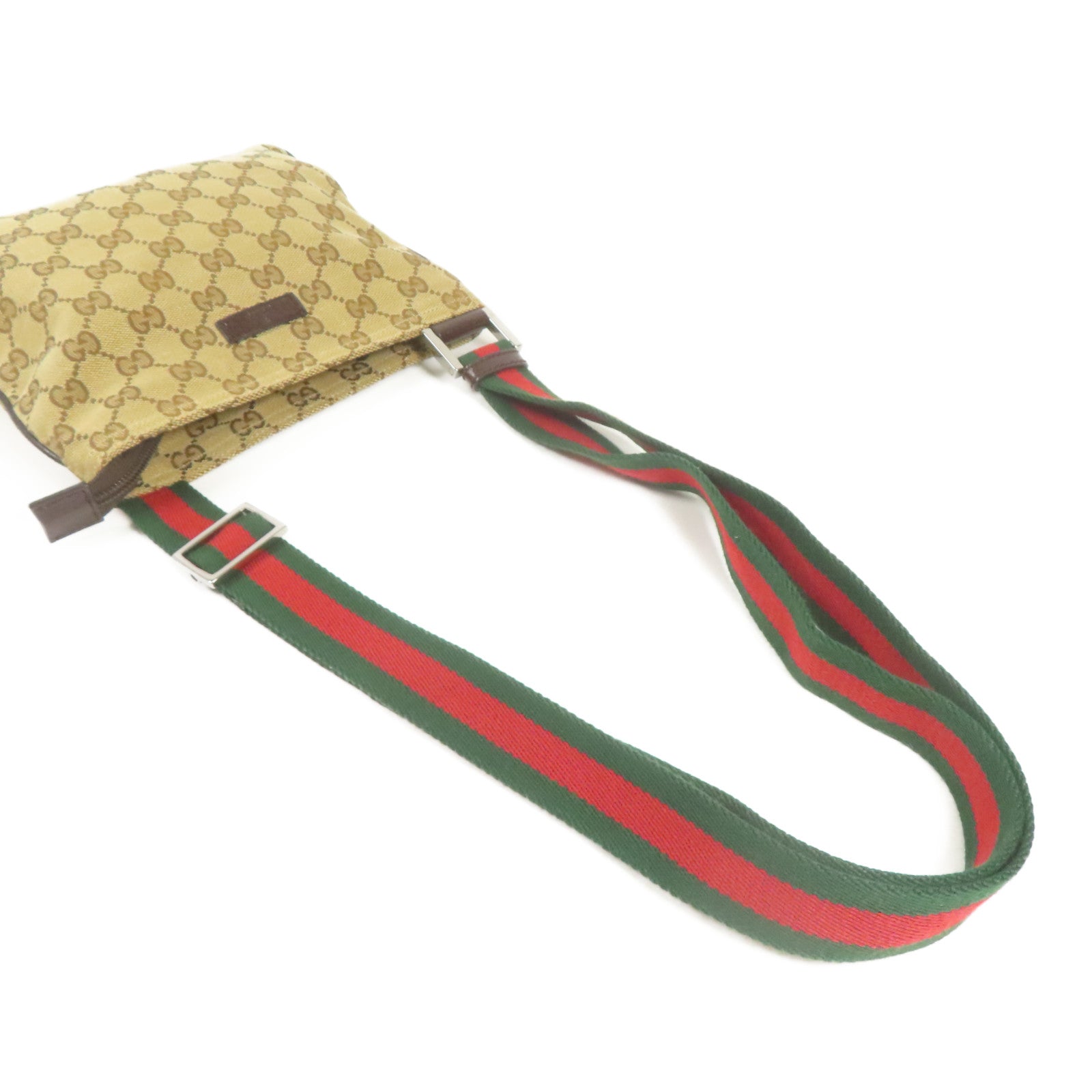 GUCCI 帆布Shoulder Bag銀扣肩背袋