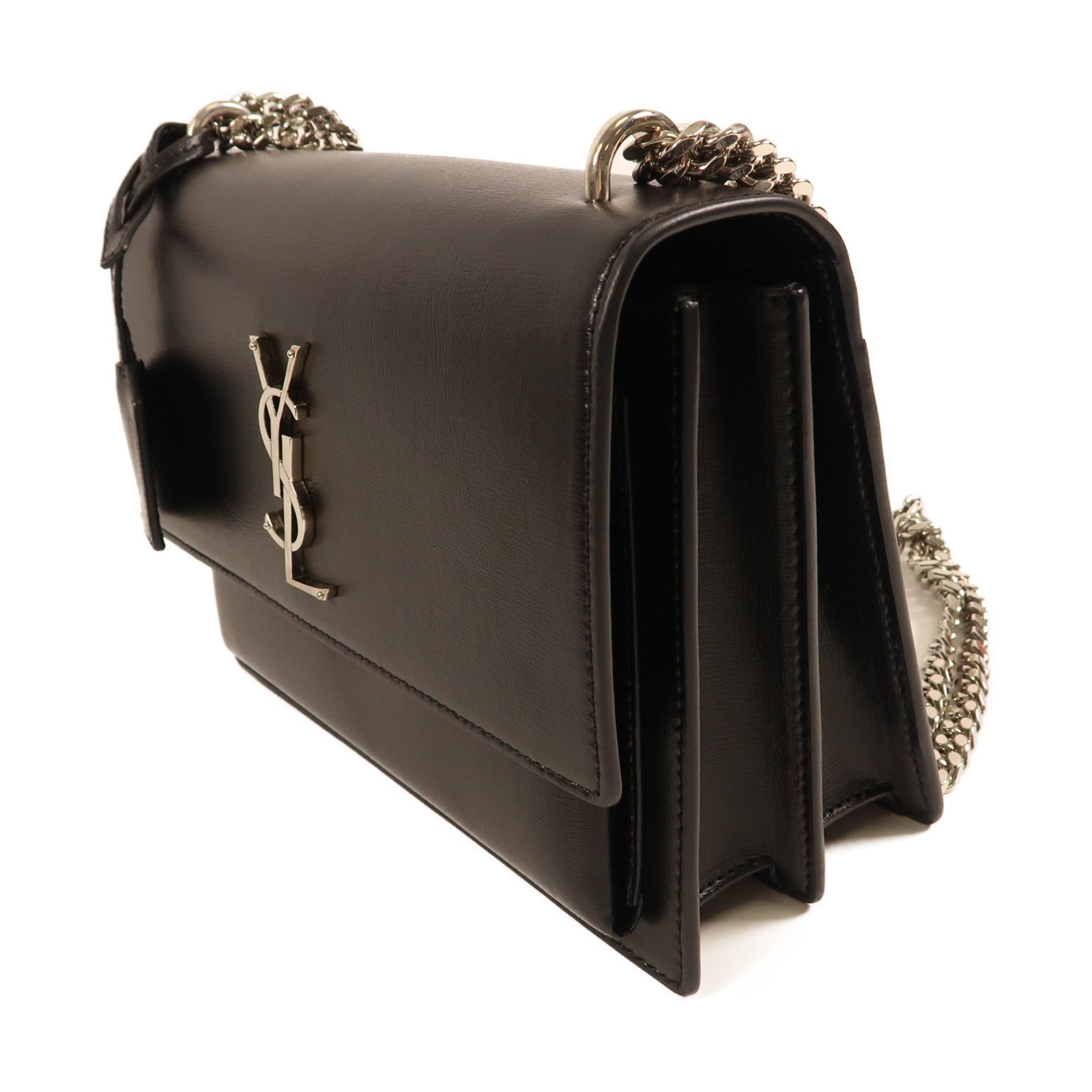 SAINT LAURENT 牛皮皮革Sunset Medium銀扣鏈帶肩背袋