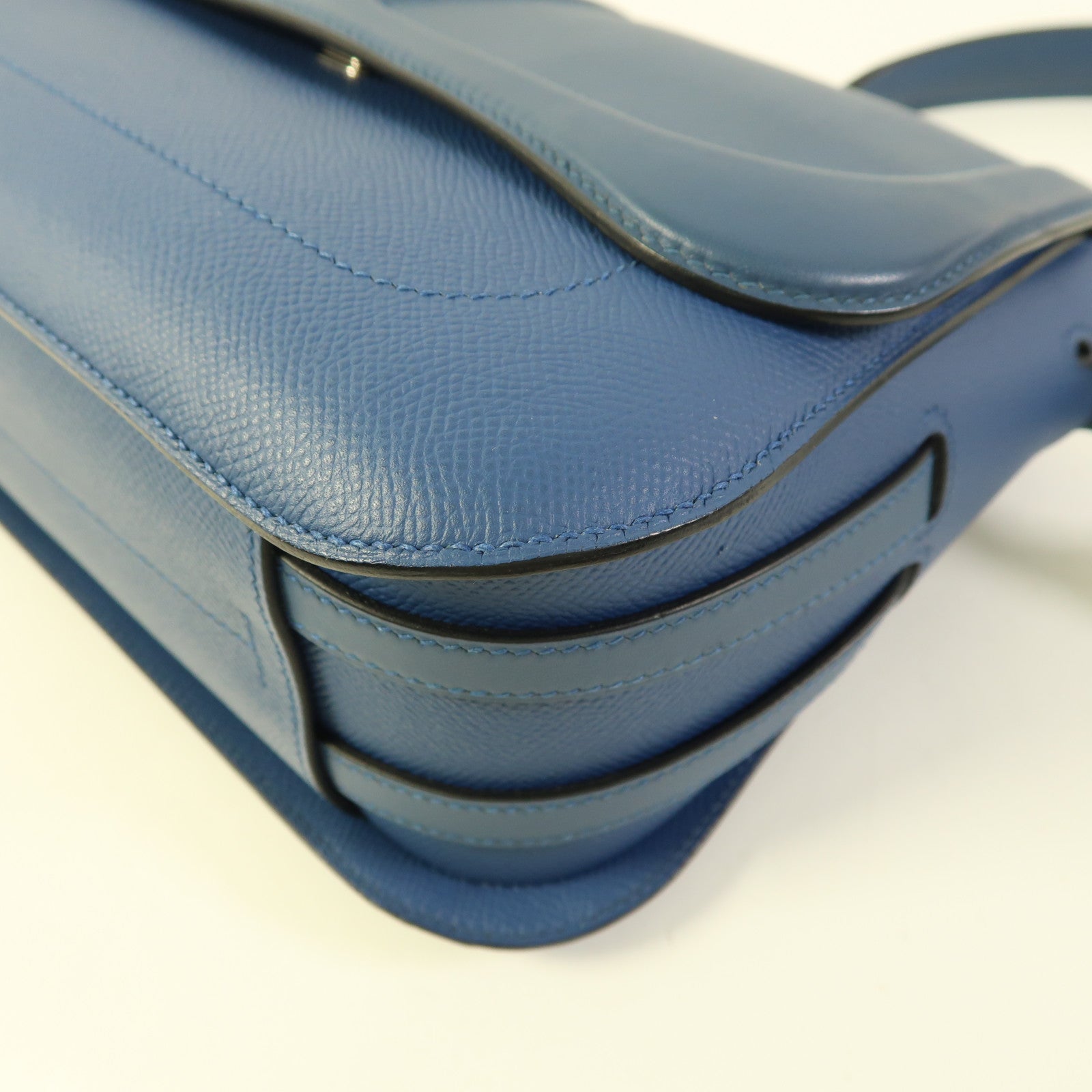 HERMES PHW Harnais Shoulder Bag Veau Epsom Swift Leather Colvert Blue