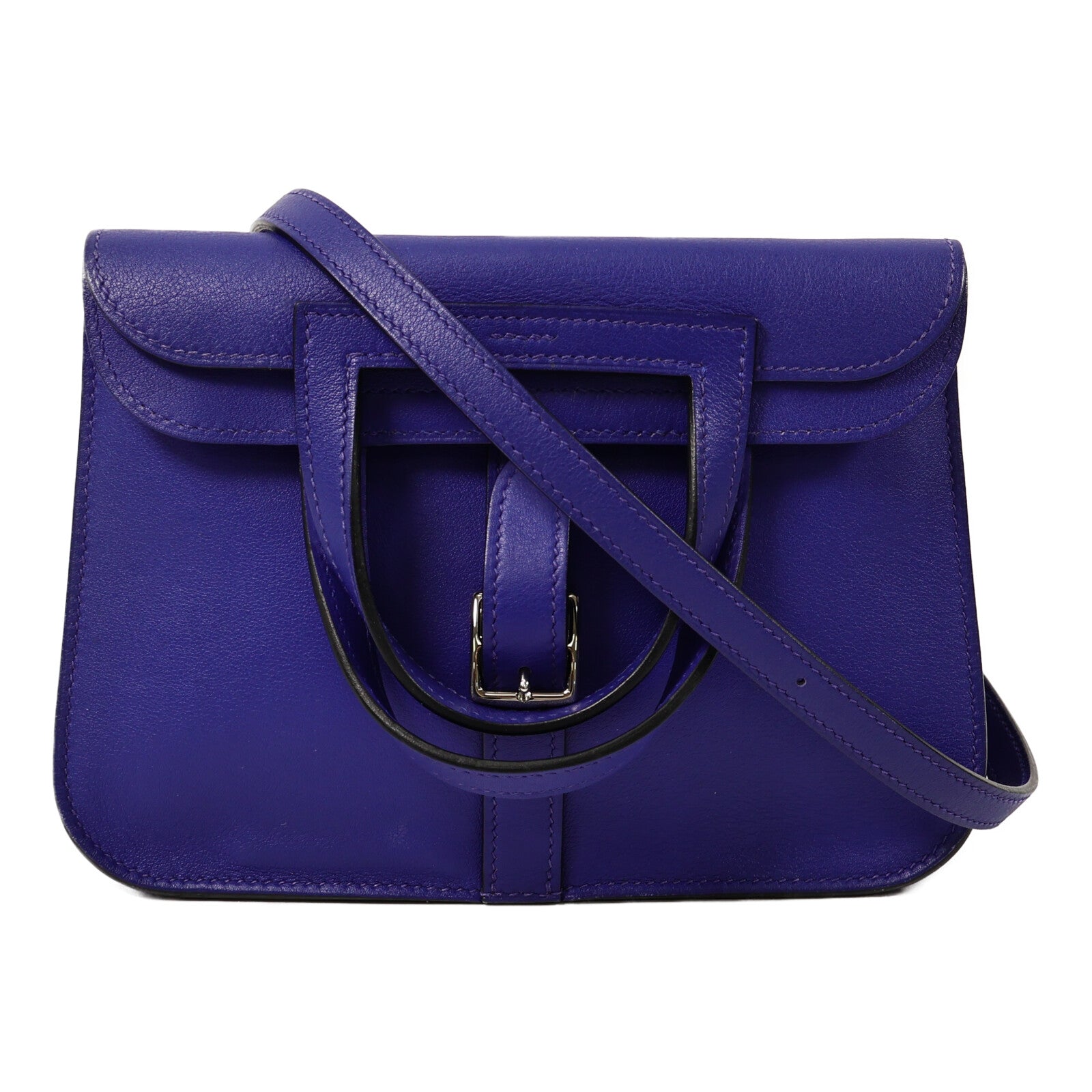 HERMES Swift皮革Mini Halzan手挽肩背兩用袋Bleu Electrique