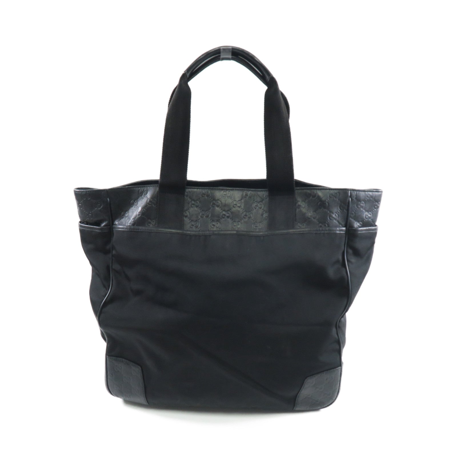 GUCCI 帆布Tote Bag銀扣手挽袋黑色