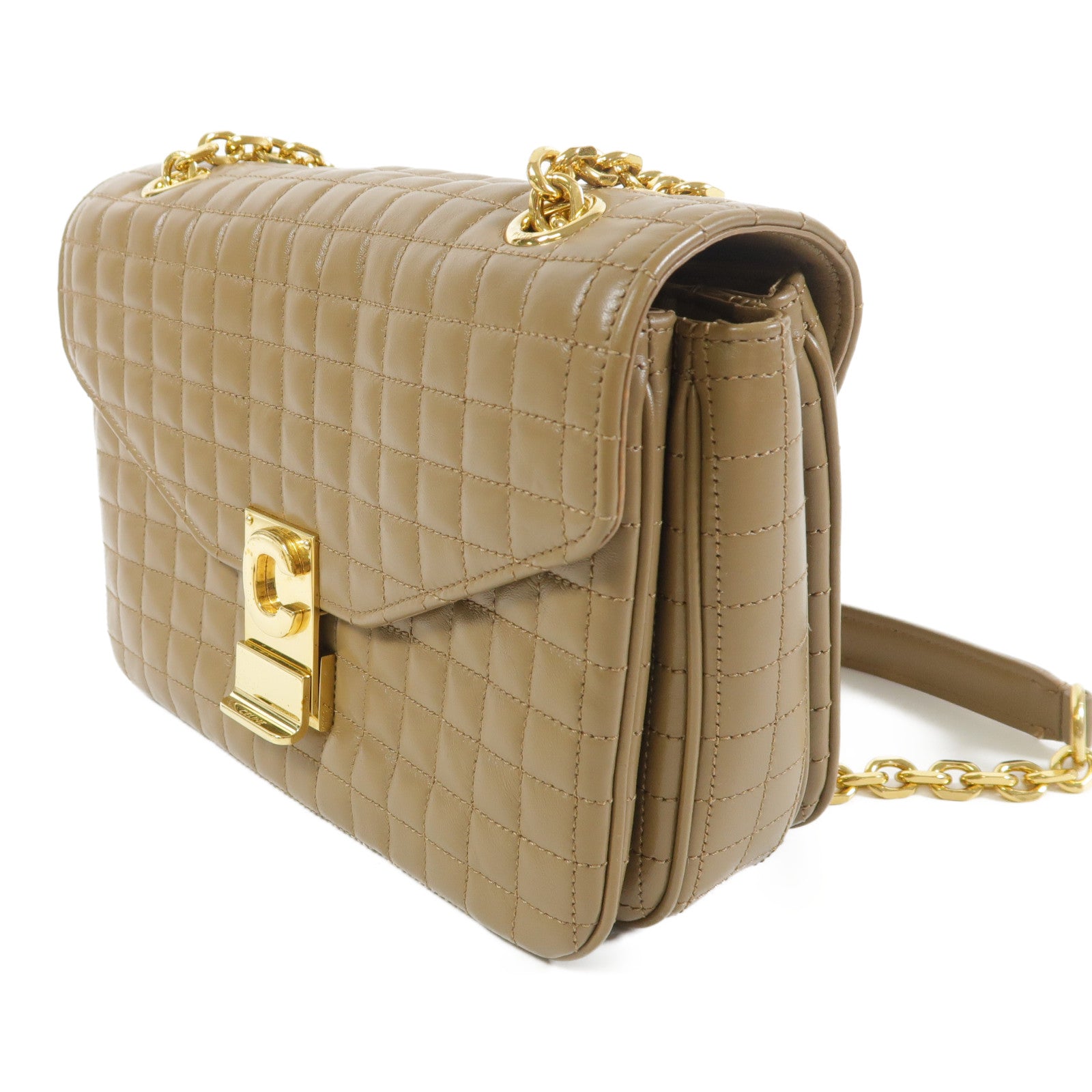 CELINE 牛皮皮革C Bag金扣鏈帶肩背袋