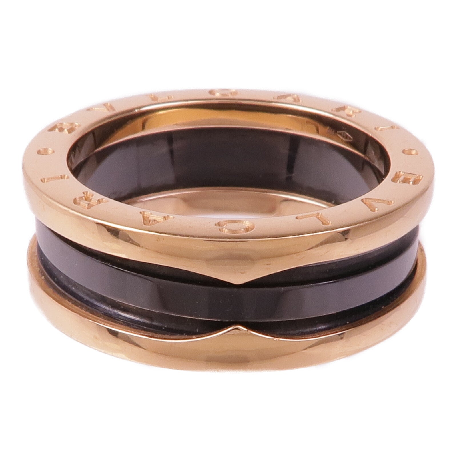 BVLGARI 18K玫瑰金/陶瓷B-zero1 Ring戒指Bvlgari#59/US#8.25