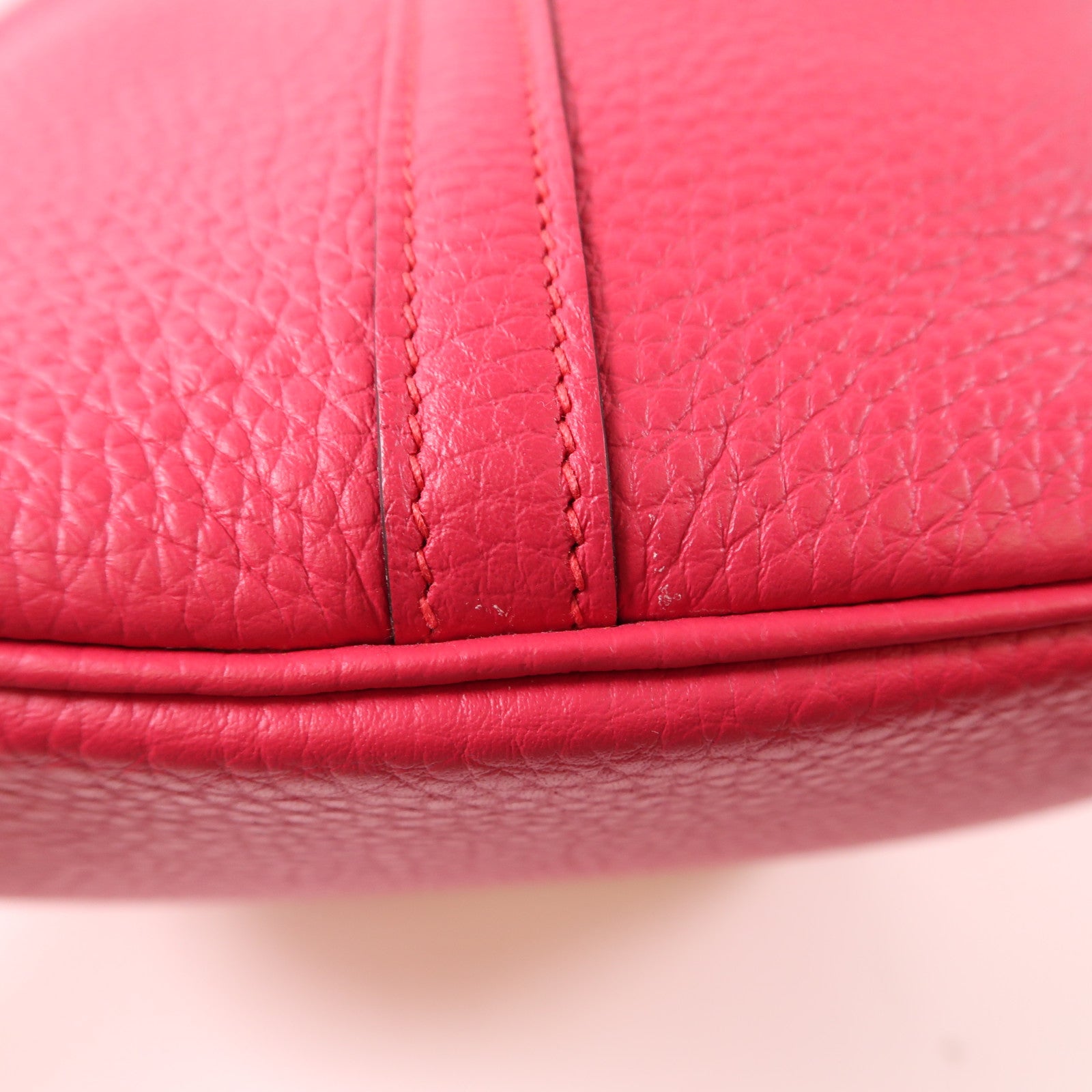 HERMES Clemence皮革Picotin MM銀扣手挽袋Framboise/Rouge Sellier