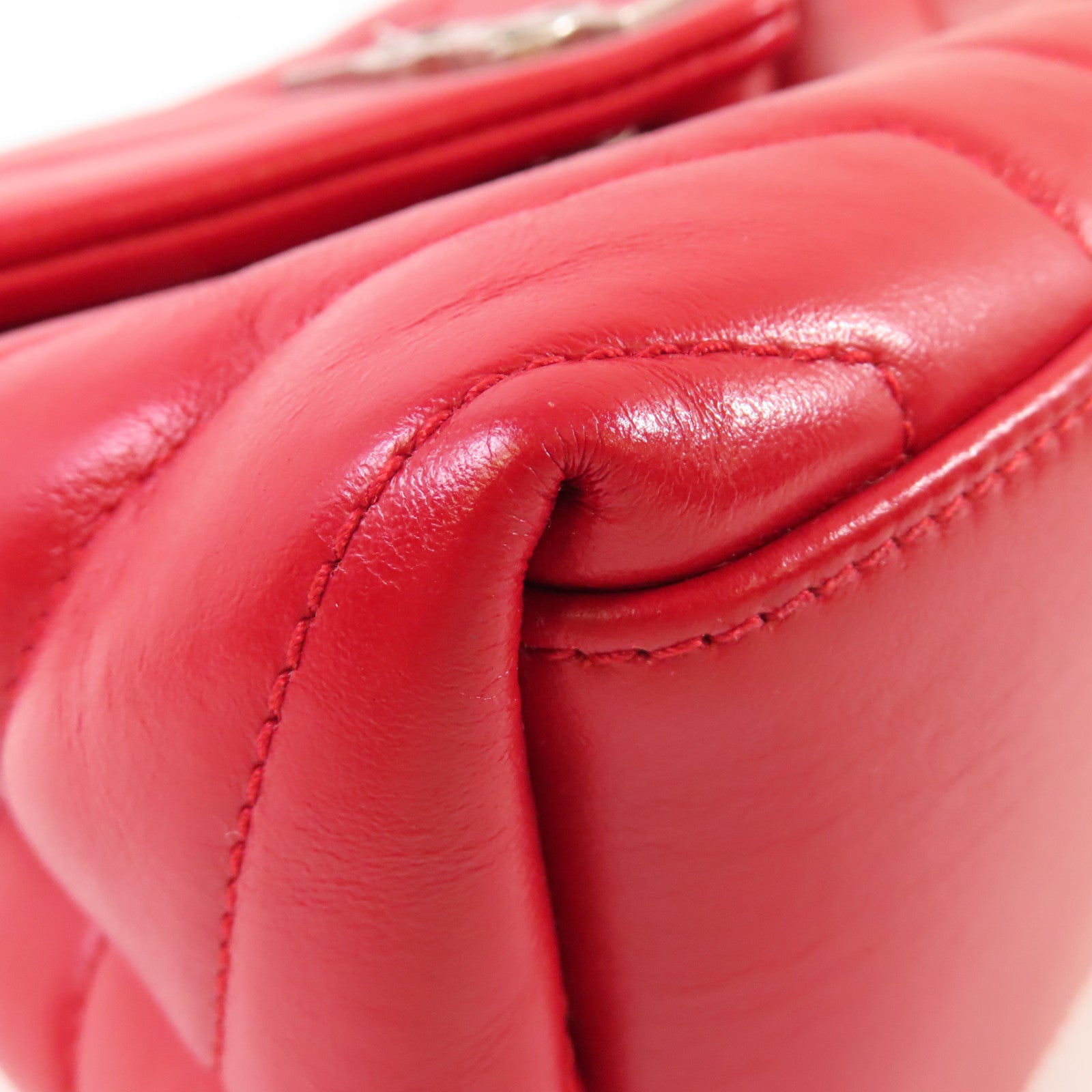 YVES SAINT LAURENT 斜紋牛皮皮革Shoulder Bag金扣鏈帶肩背袋紅色