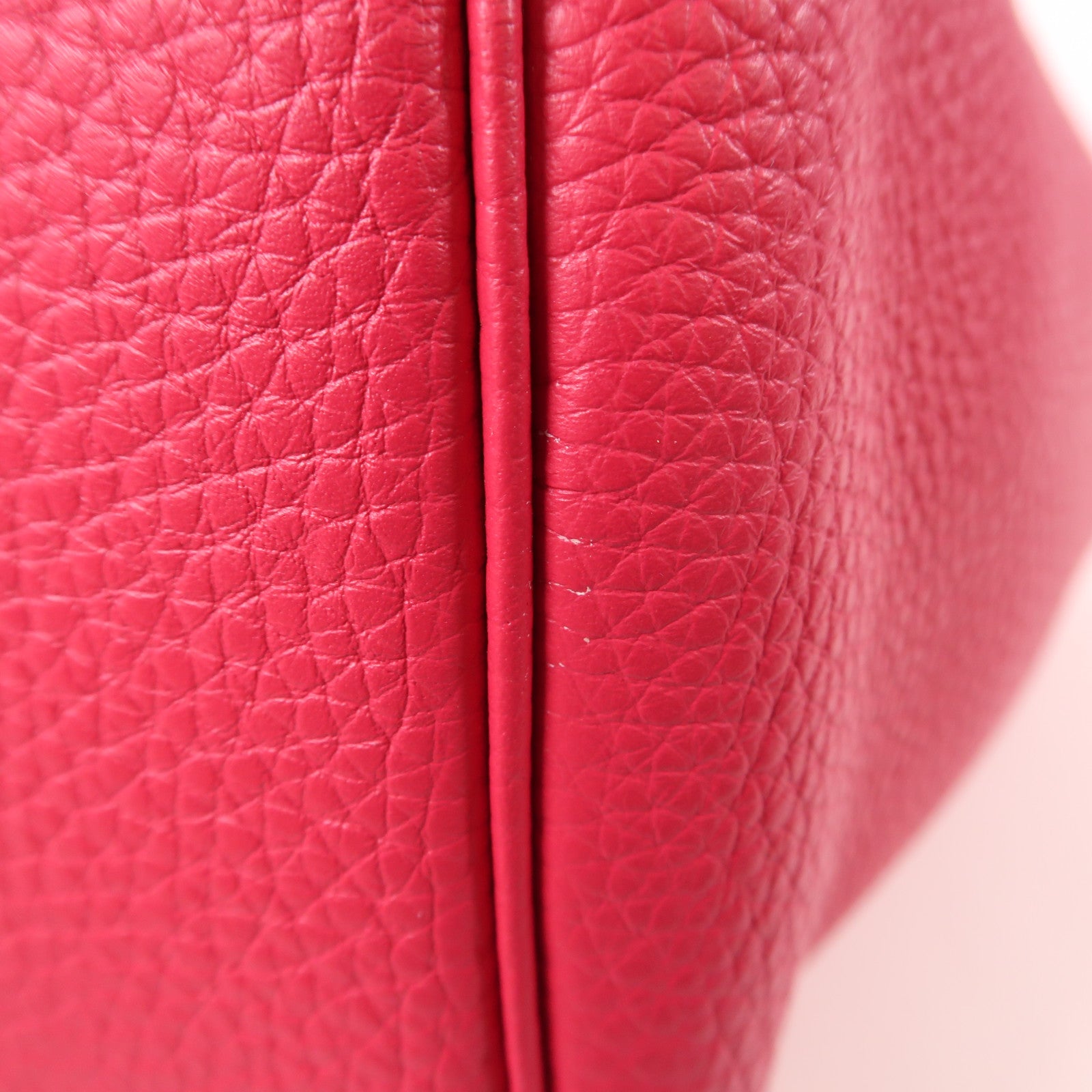 HERMES Clemence皮革Picotin MM銀扣手挽袋Framboise/Rouge Sellier