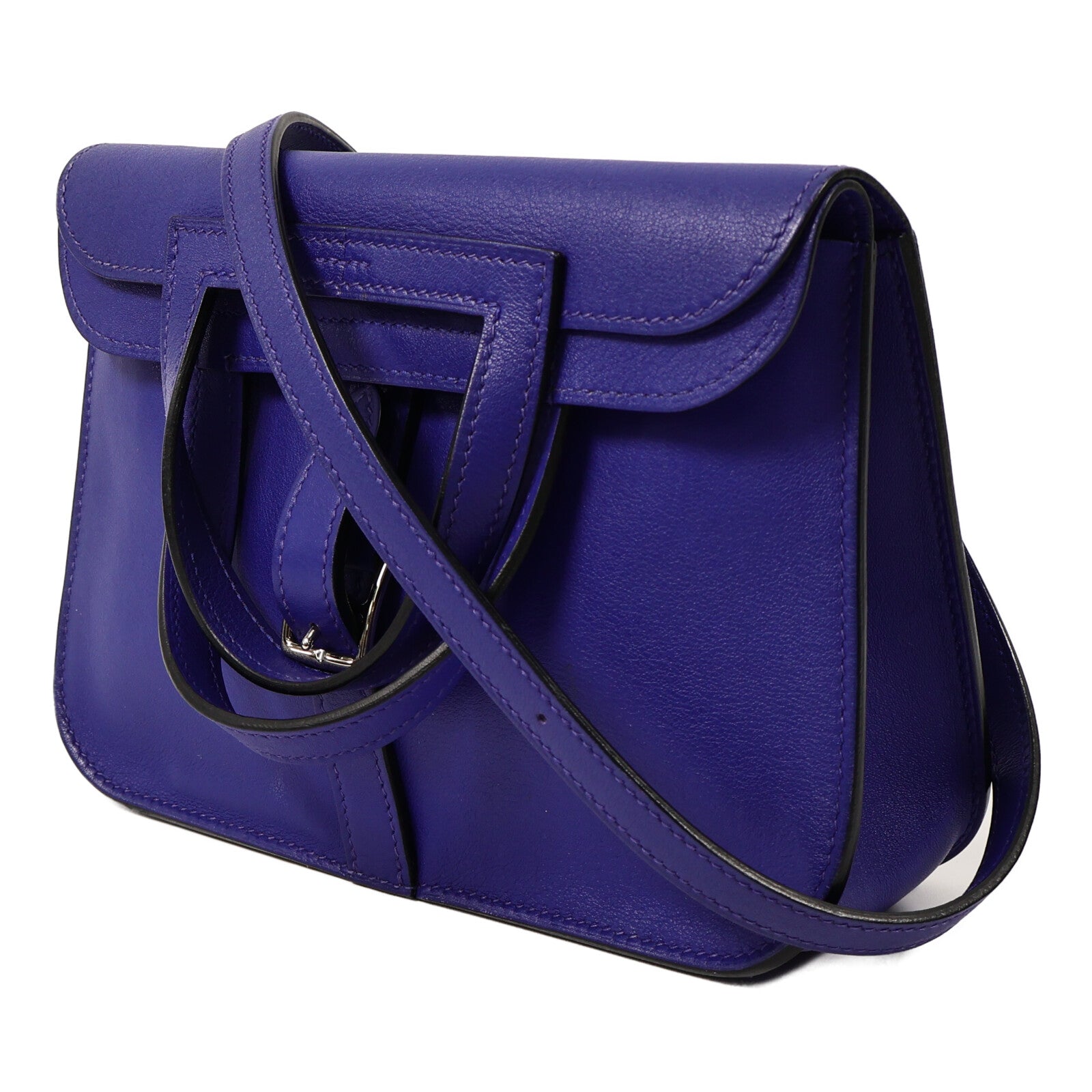 HERMES Swift皮革Mini Halzan手挽肩背兩用袋Bleu Electrique