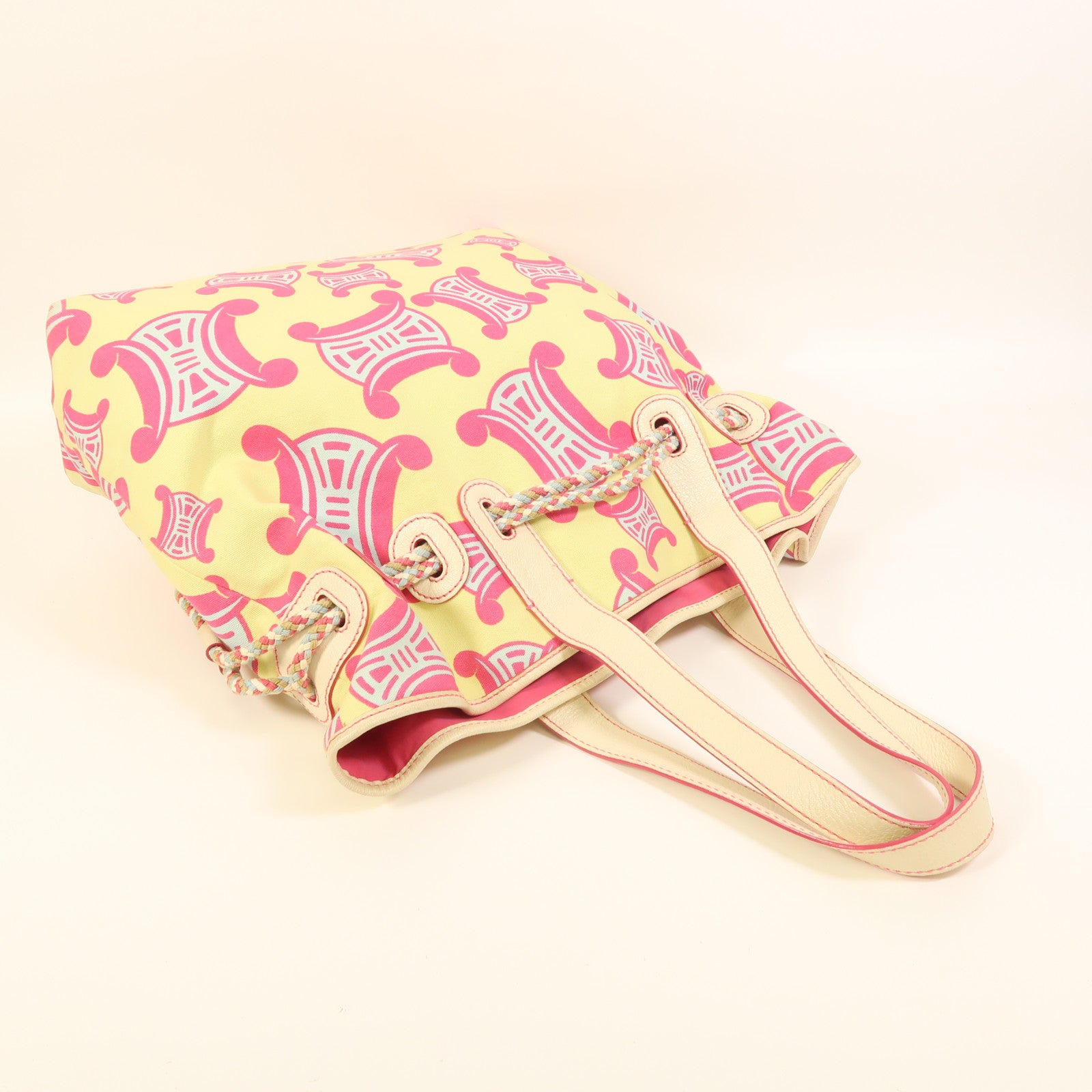 CELINE 帆布Macadam Tote銀扣肩背袋