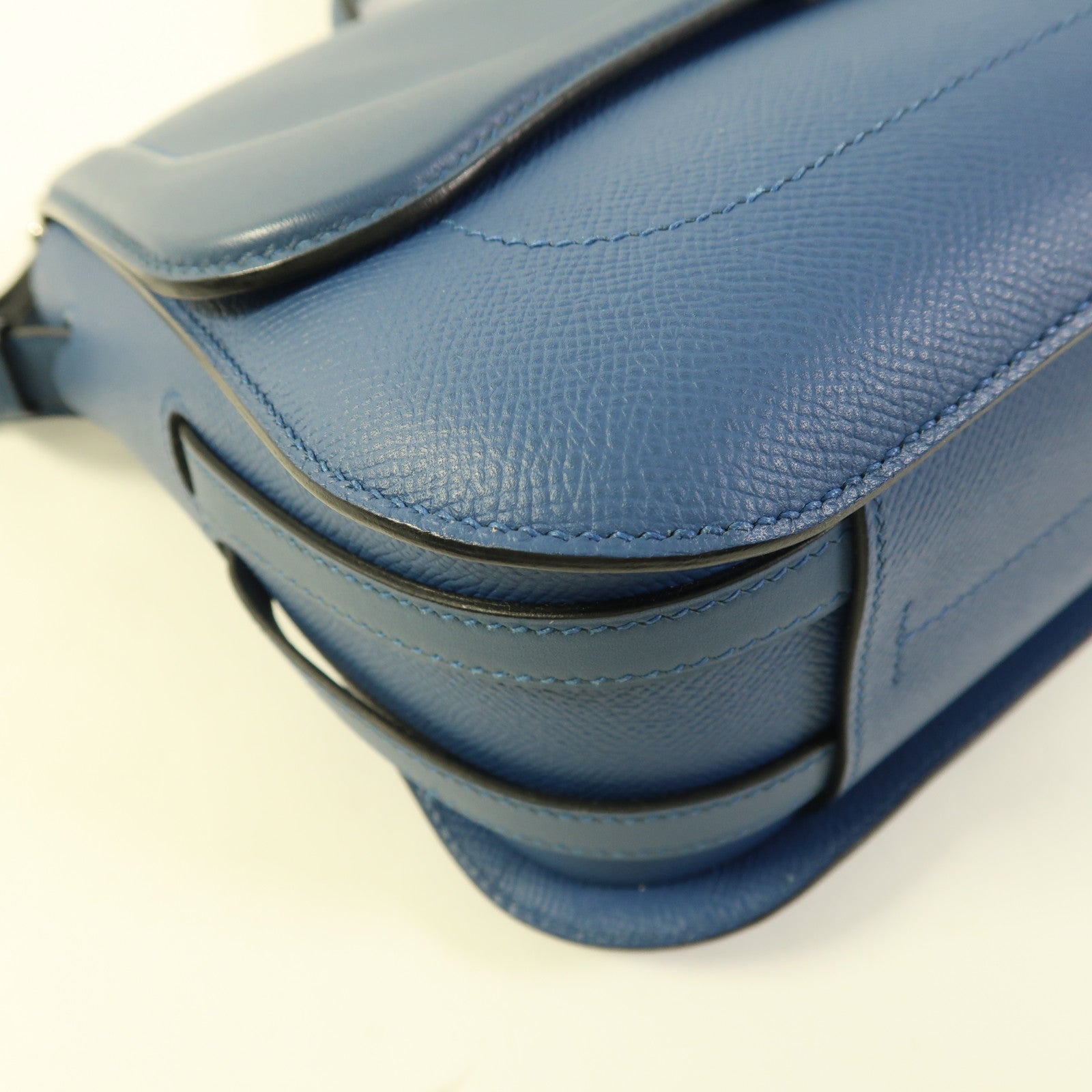 HERMES PHW Harnais Shoulder Bag Veau Epsom Swift Leather Colvert Blue