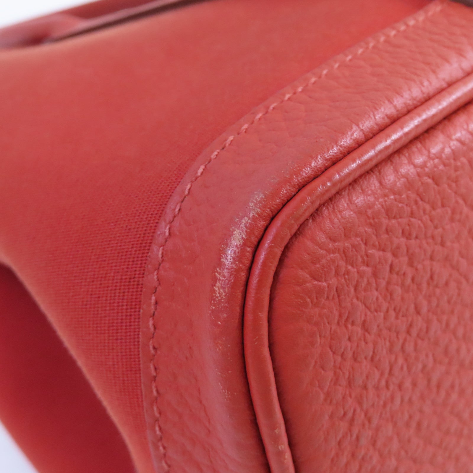 HERMES 【激減優惠】帆布Garden Party TPM Tote Bag銀扣手挽袋紅色