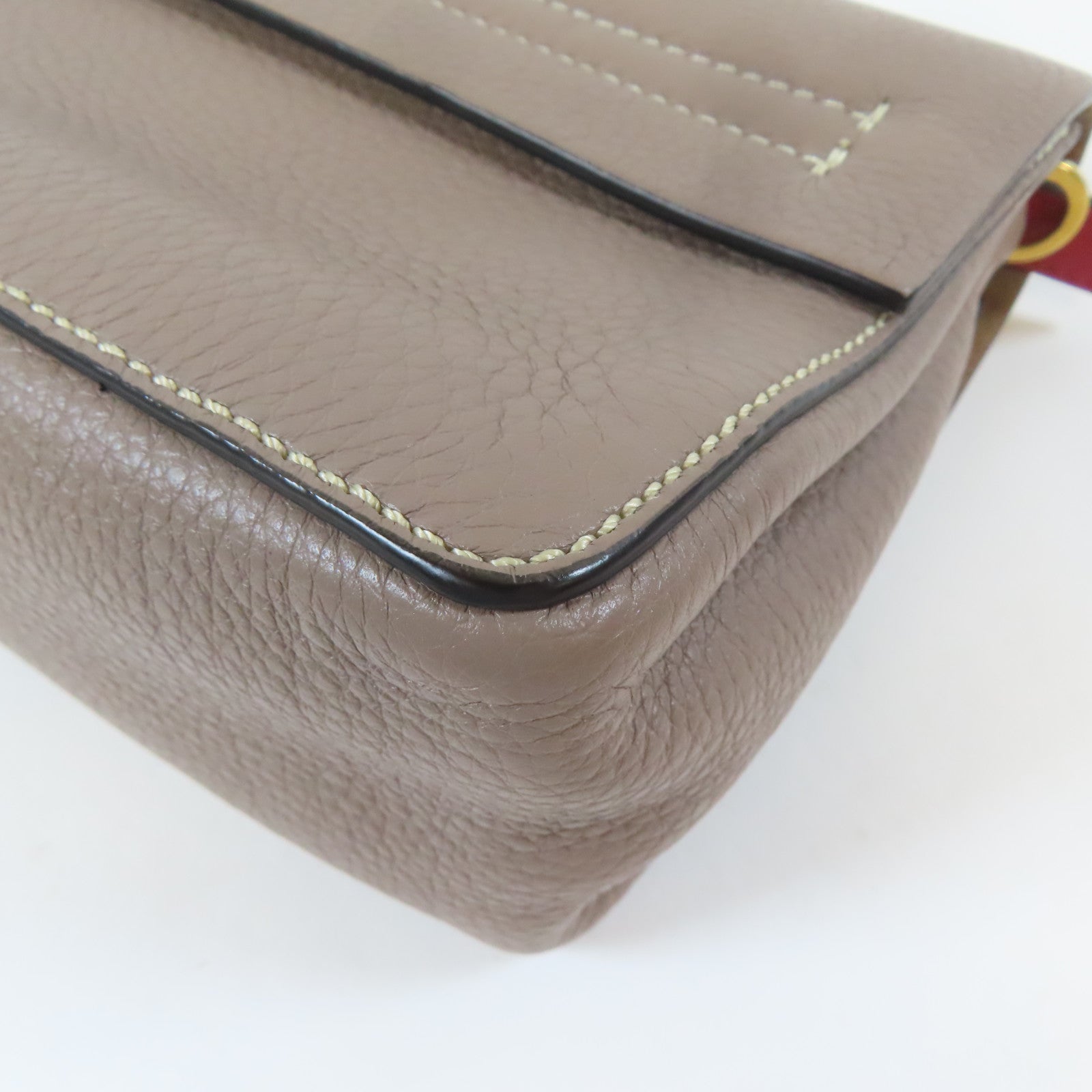 Valentino 牛皮皮革V Ring 2 Way Shoulder Bag金扣手挽肩背兩用袋灰色