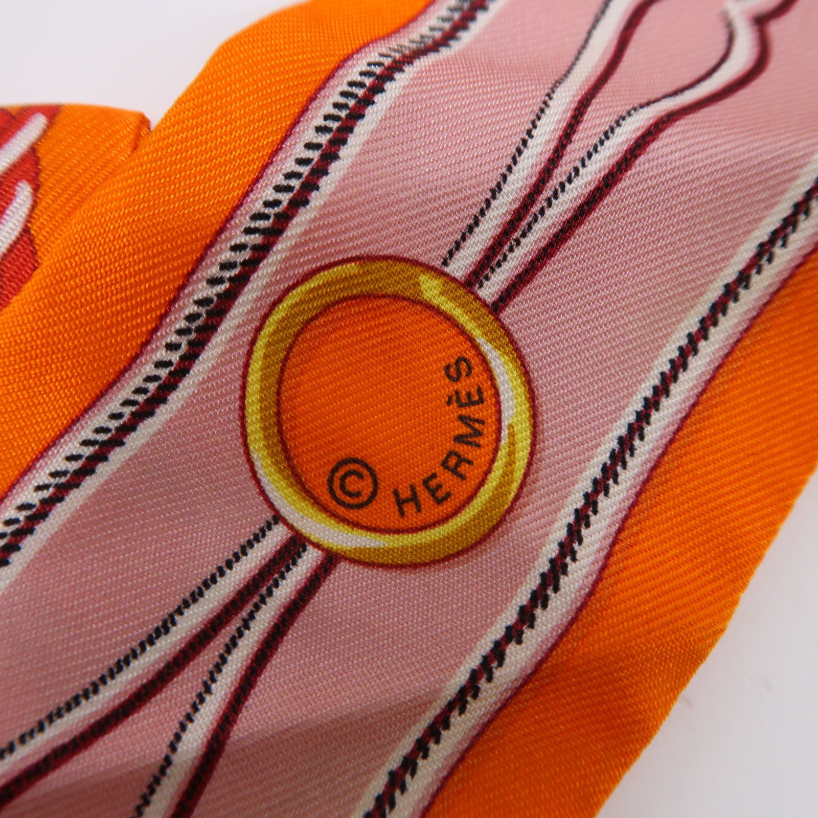 HERMES 【激減優惠】絲質Scarf絲巾橙色/粉紅色/金色
