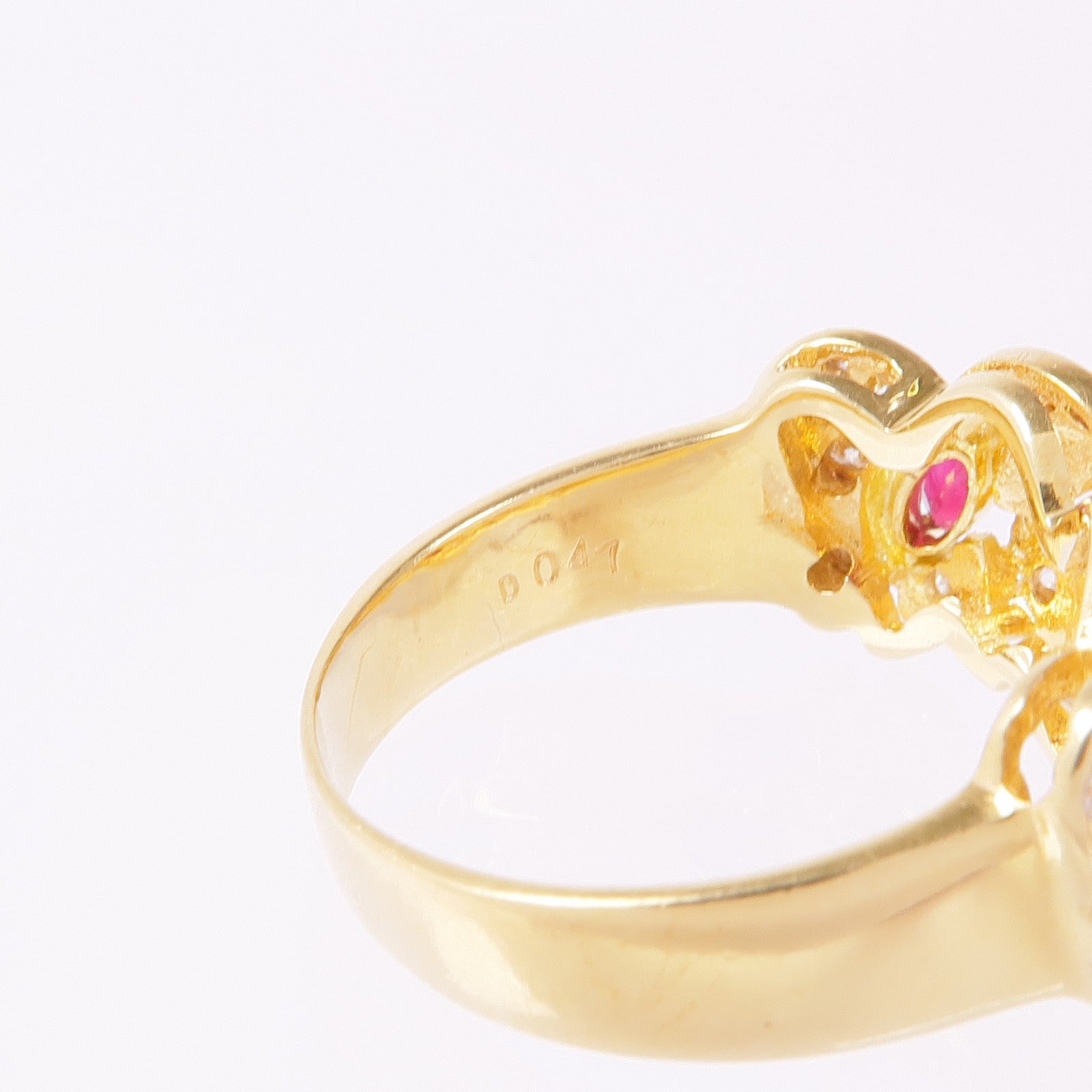 JEWELRY 18K黃金Ruby Diamond Ring紅寶石/鑽石戒指US#7.25